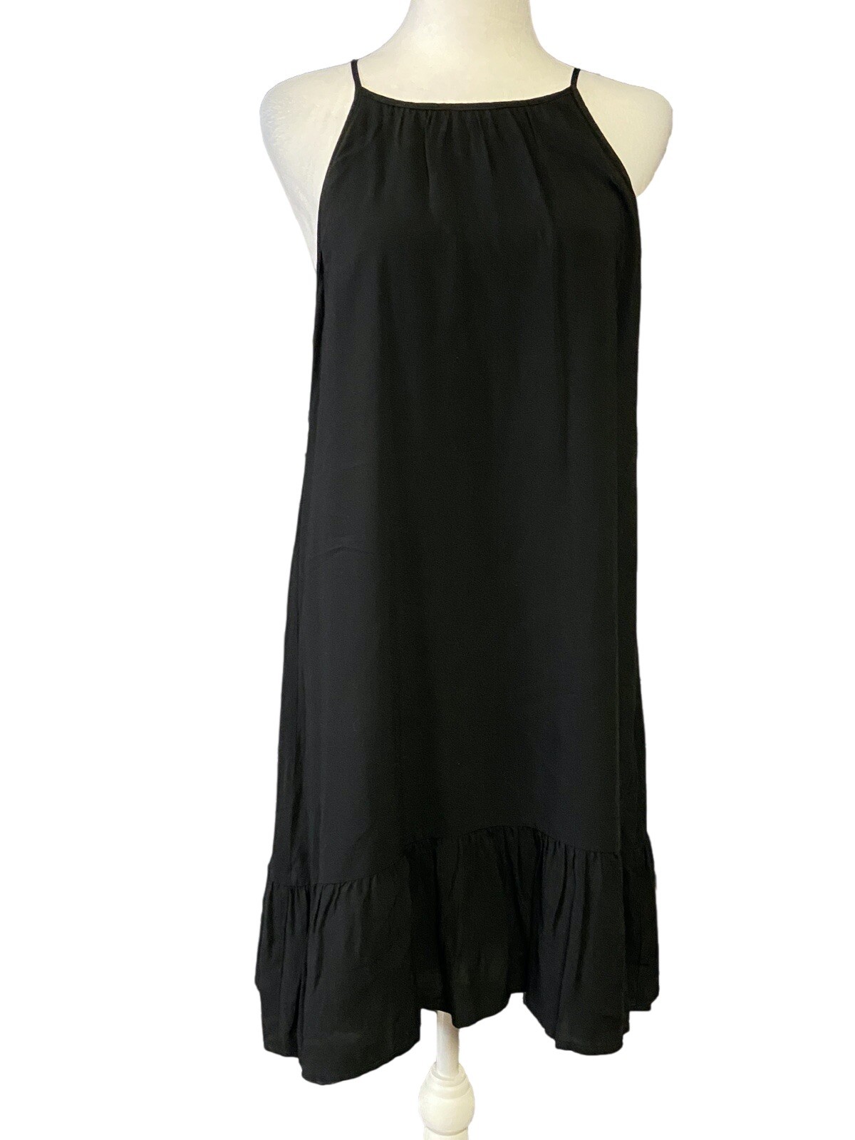 Tart Dress Womens S Black Halter Ruffle Hem Shift Sundress LBD Summer Casual