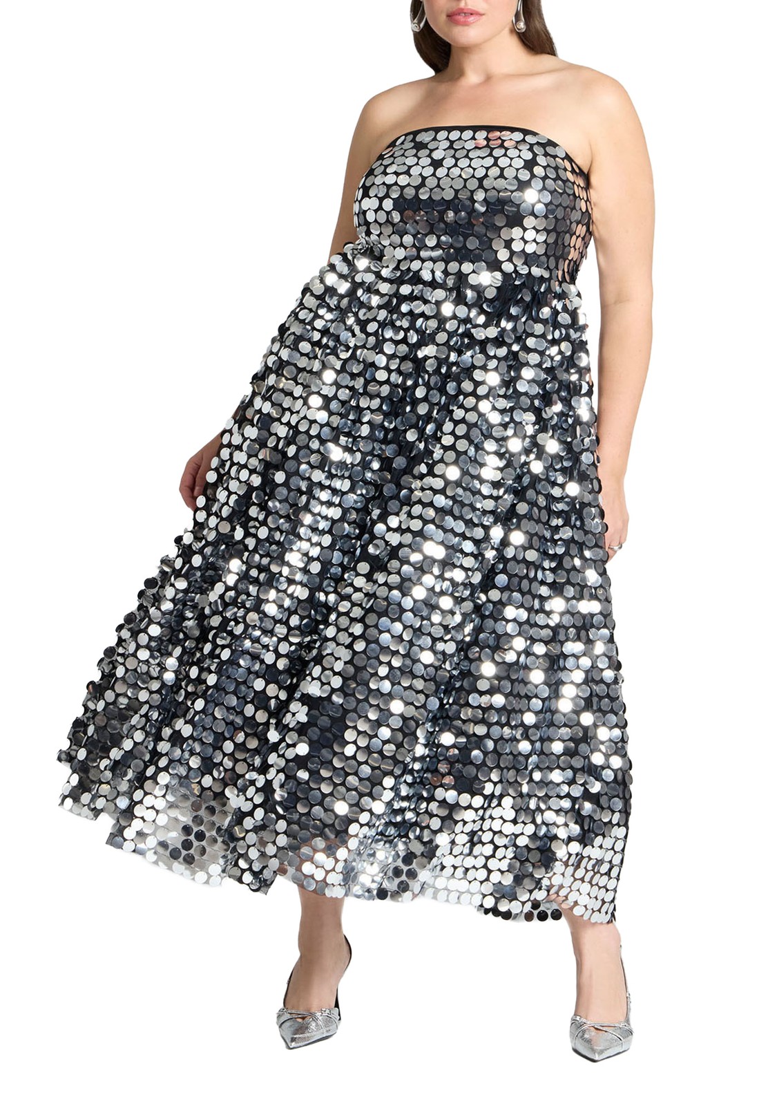 ELOQUII Women’s Plus Size Paillette Dress With Big Skirt