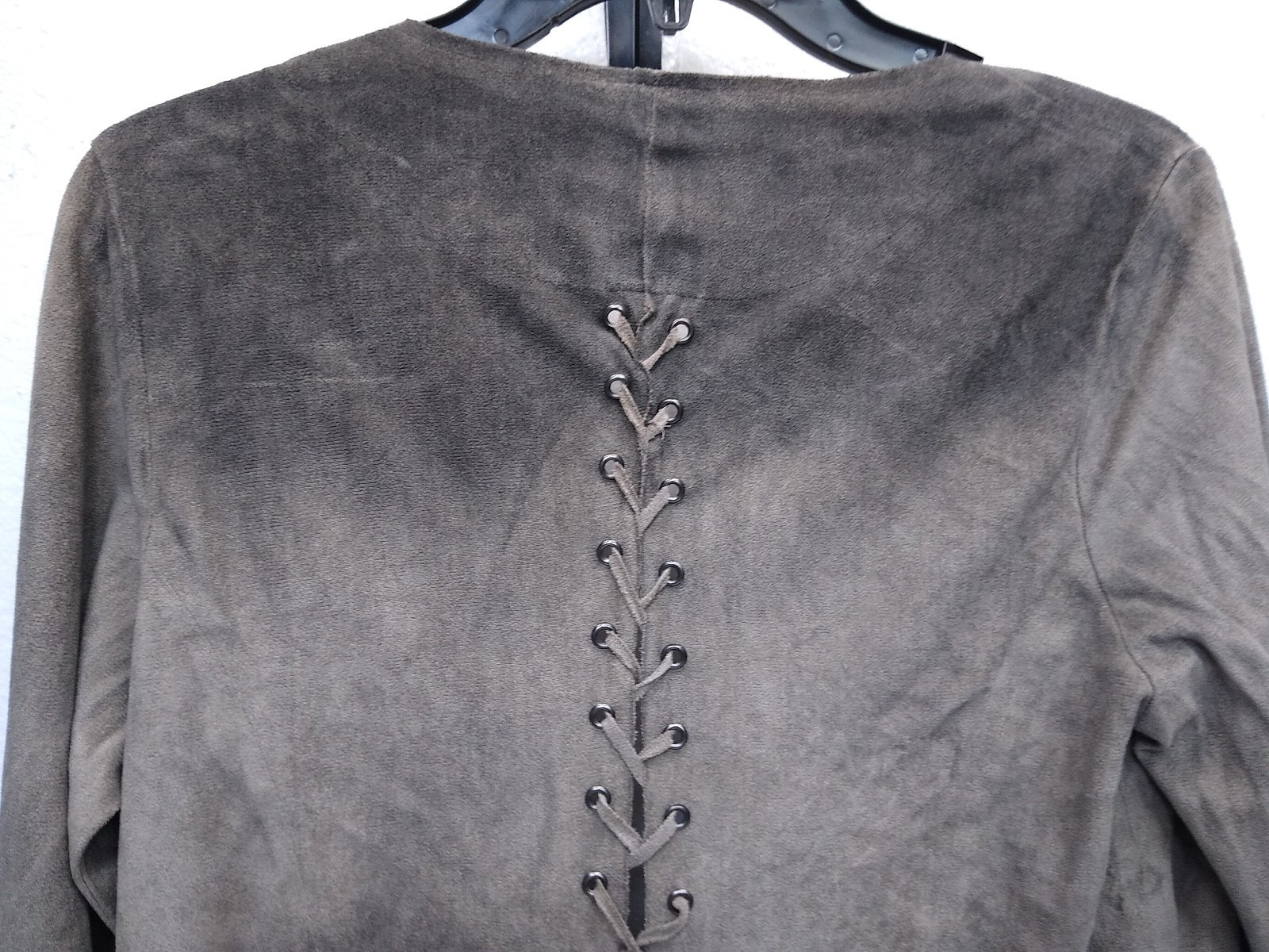 VOCAL Beige Suede Wrap SZSmall 100% POLYESTER , BACK LACE, TRUMPET SLEEVES