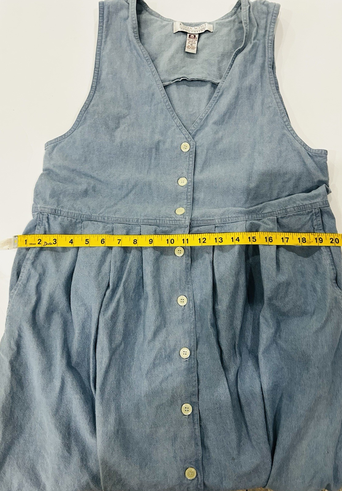 VTG Country Cottage Button Front Overall Jumper Dress Denim Prairie Peasant – M