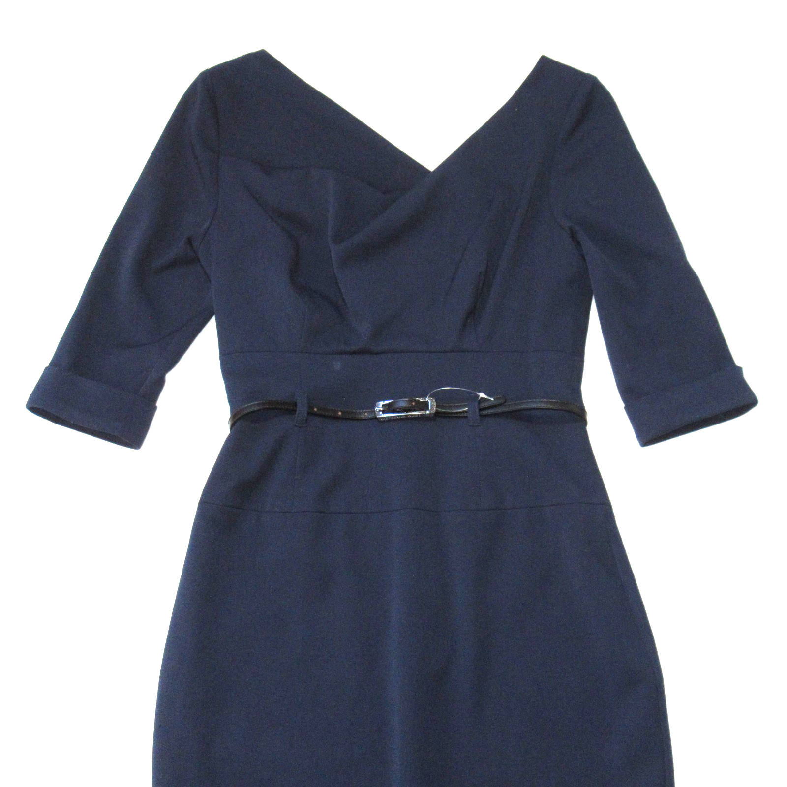 NWT Black Halo Jackie O in Eclipse Stretch Gabardine Belted Sheath Dress 2 $390