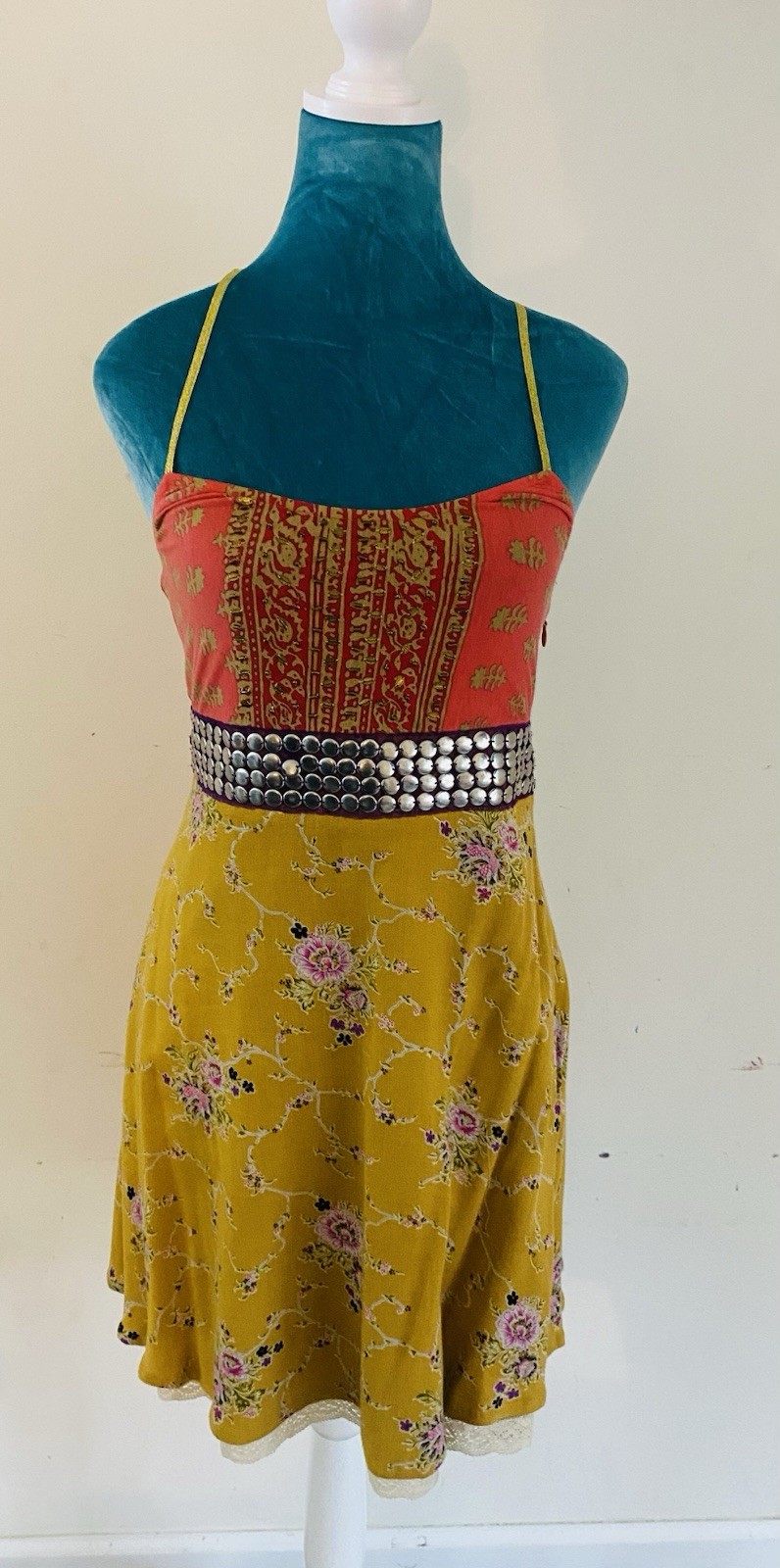 Free People Women’s Sz~8 Dress Bollywood Princess Beaded Floral Rare $148