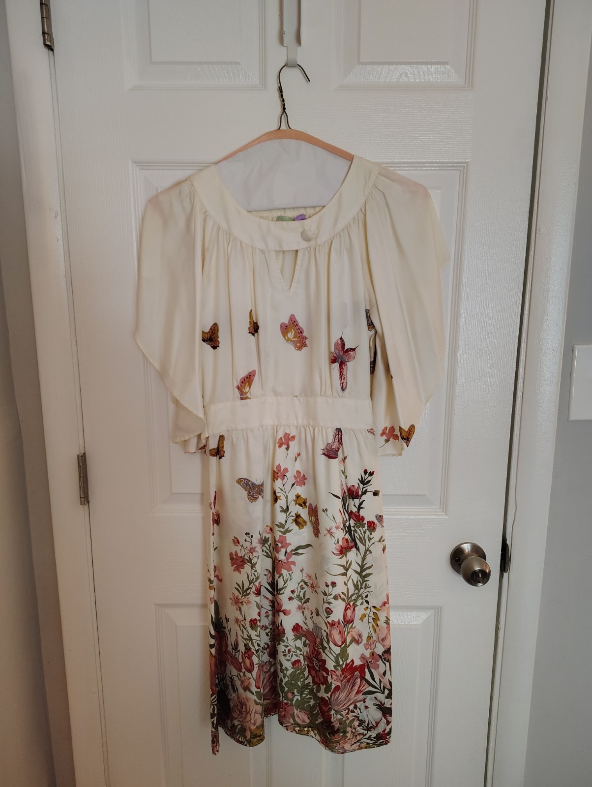 Anthropologie Butterfly Print Silk Dress + Slip