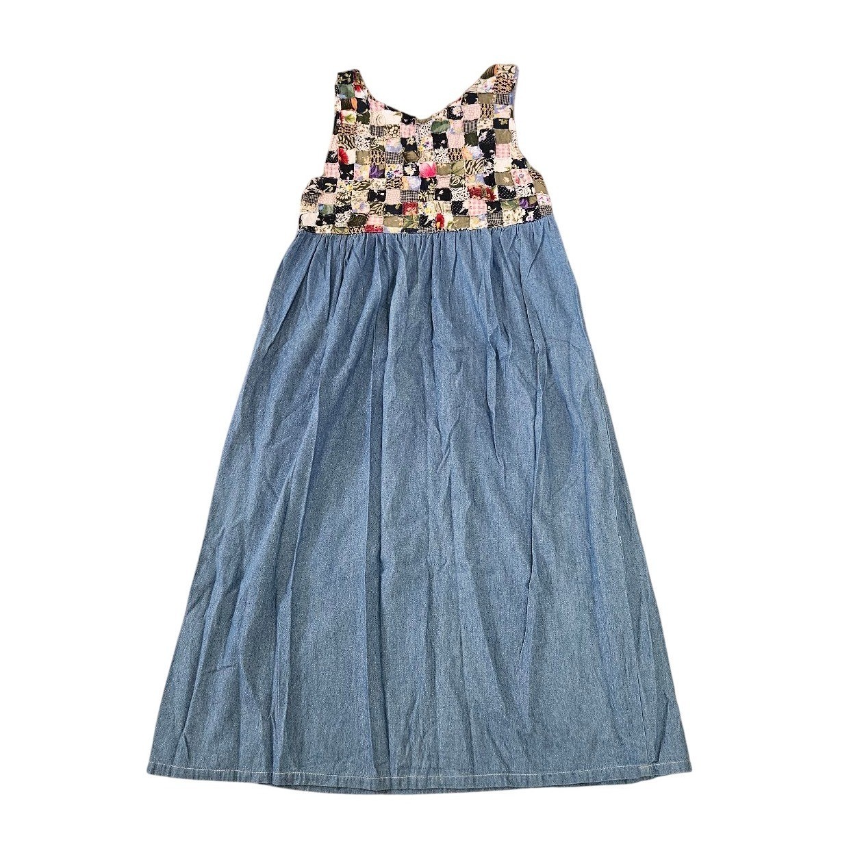 Soul Mates Vintage Denim Dress Medium Teacher Prairie Americana Patchwork Jumper