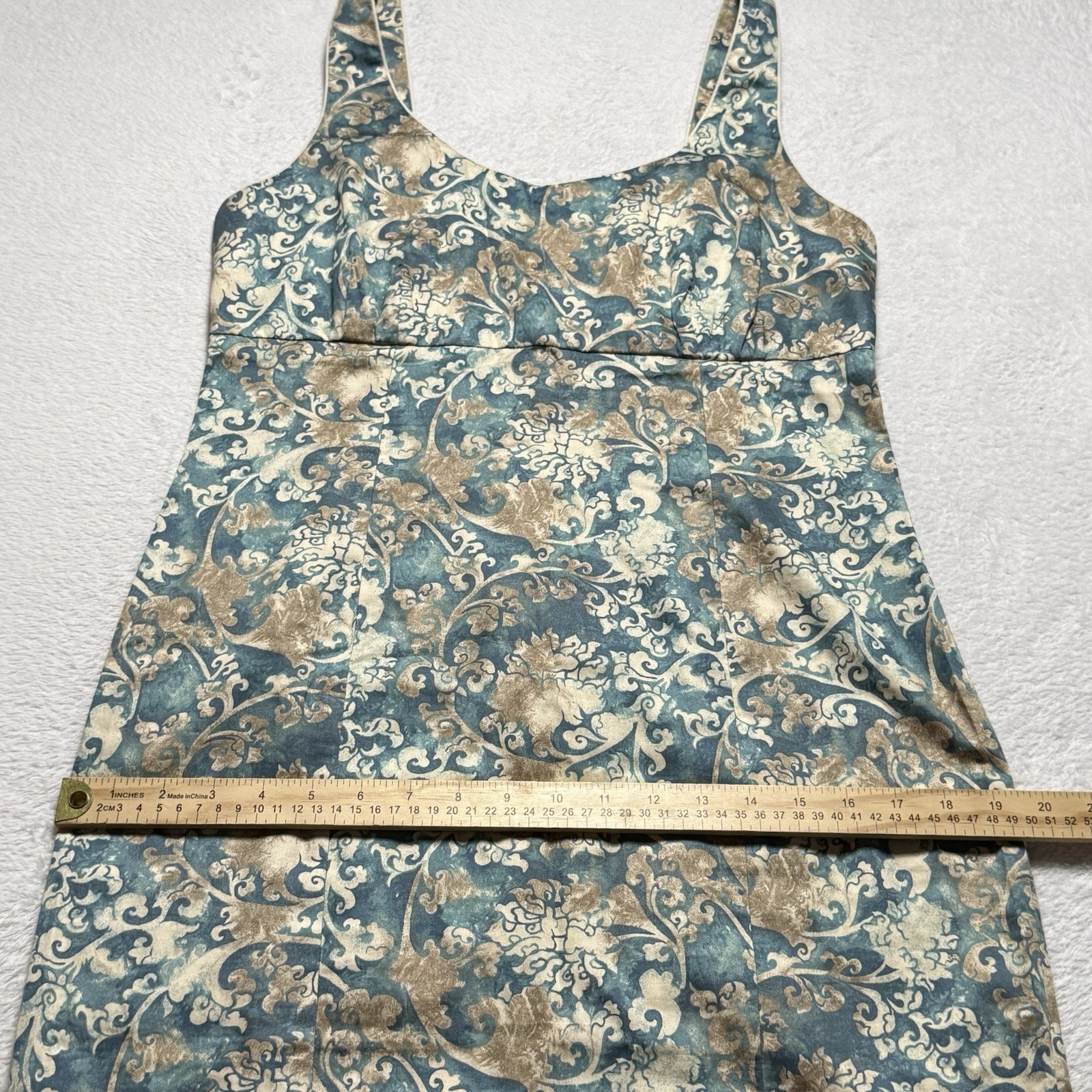 Peruvian Connection Paisley Tapestry Dress Women’s 8 Teal Blue & Tan Pima Cotton