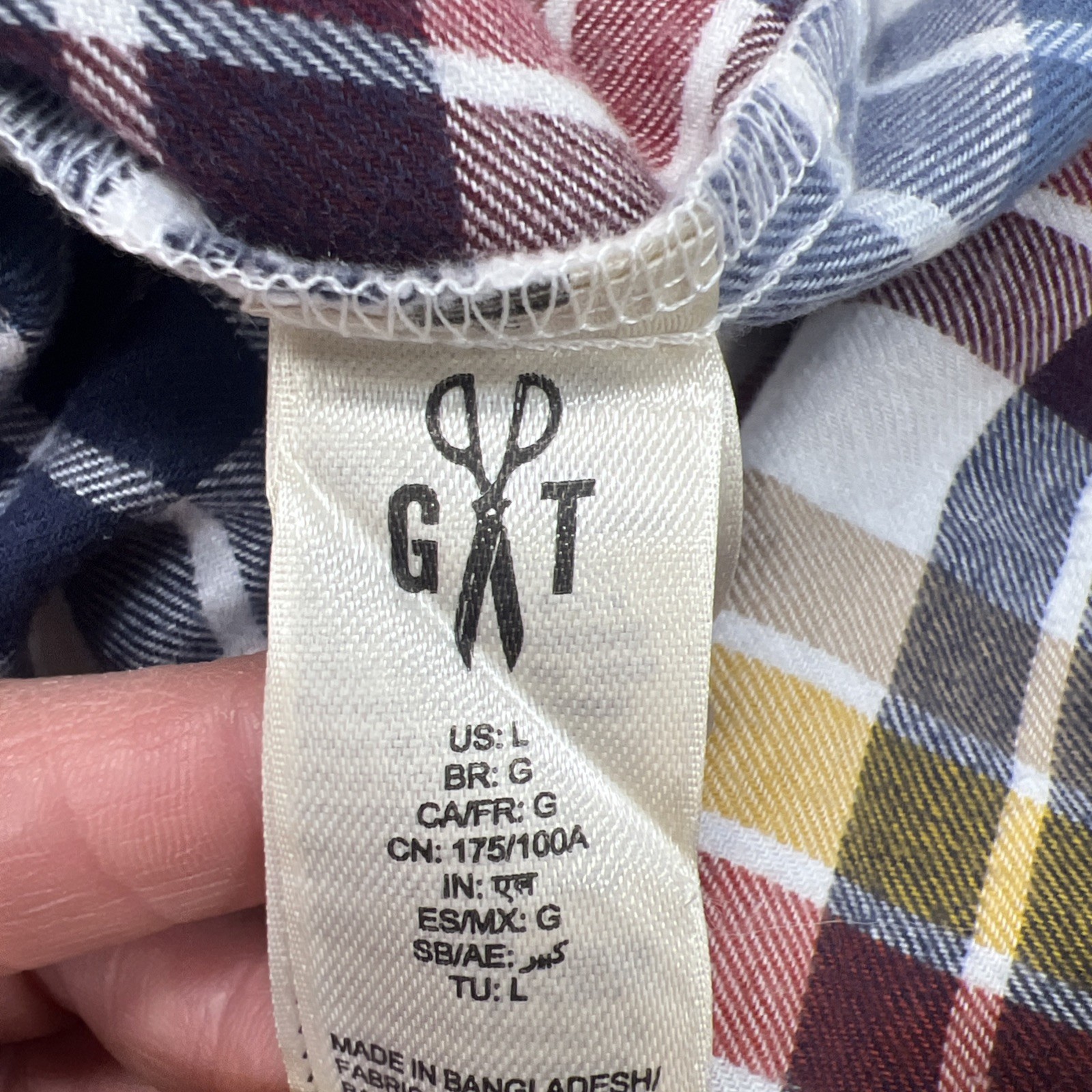 Goodthreads Dress Womens Large Flannel Plaid Shirtdress Collared Red Yellow B109