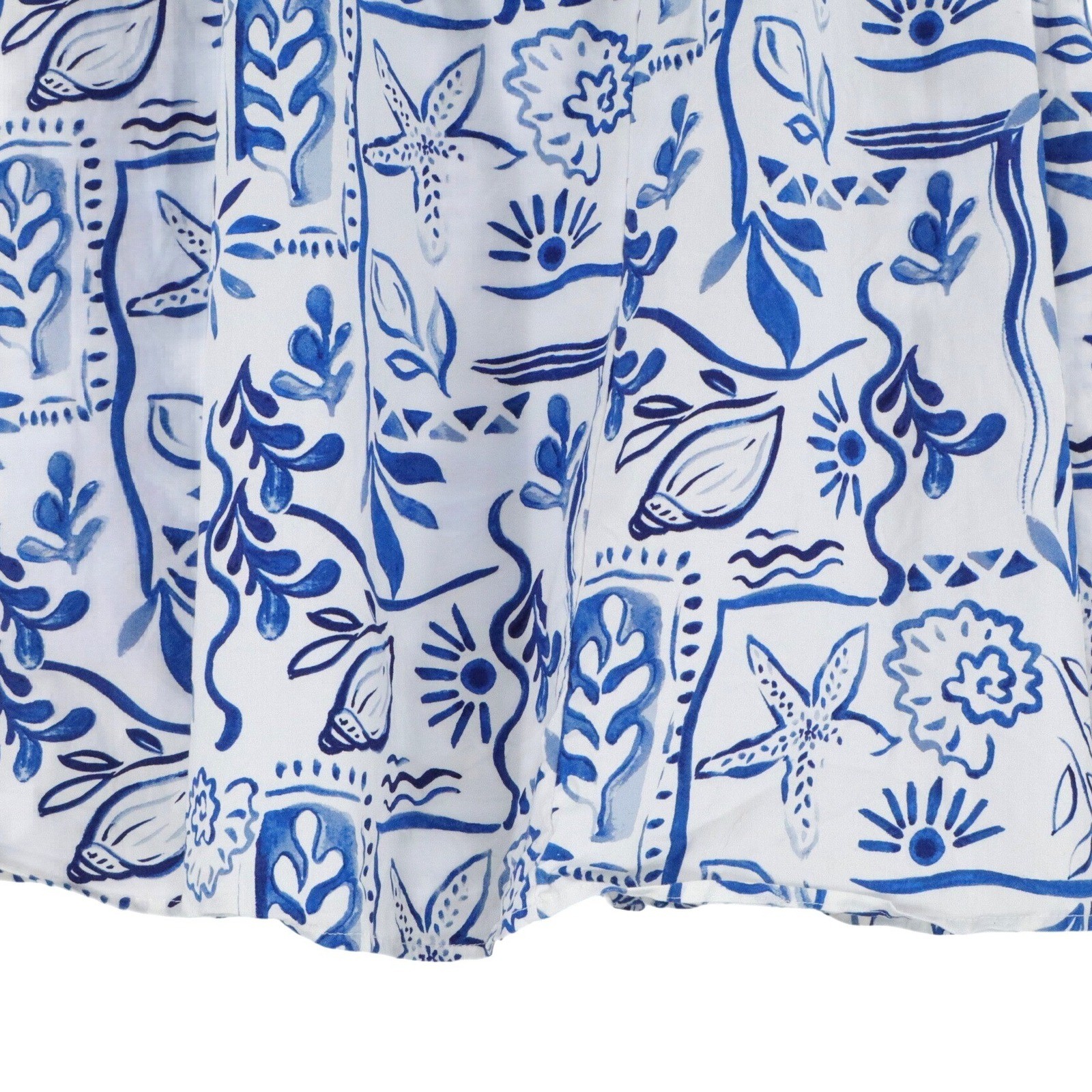 Rachel Zoe Blue White Mediterranean Tile Print Halter Midi Dress Pockets 10