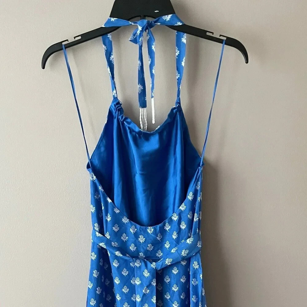 Anthropologie Rachel Antonoff Rainey Halter Maxi Dress Jam Jars Blue Size XS NWT