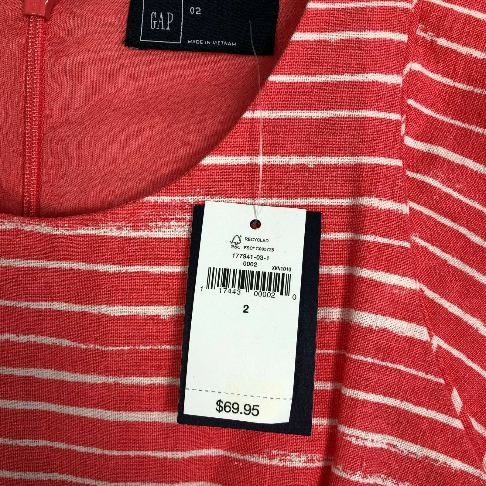 NEW Gap Womens fit & flare inverted pleat stripe dress siz 2 Sleeveless Linen EK