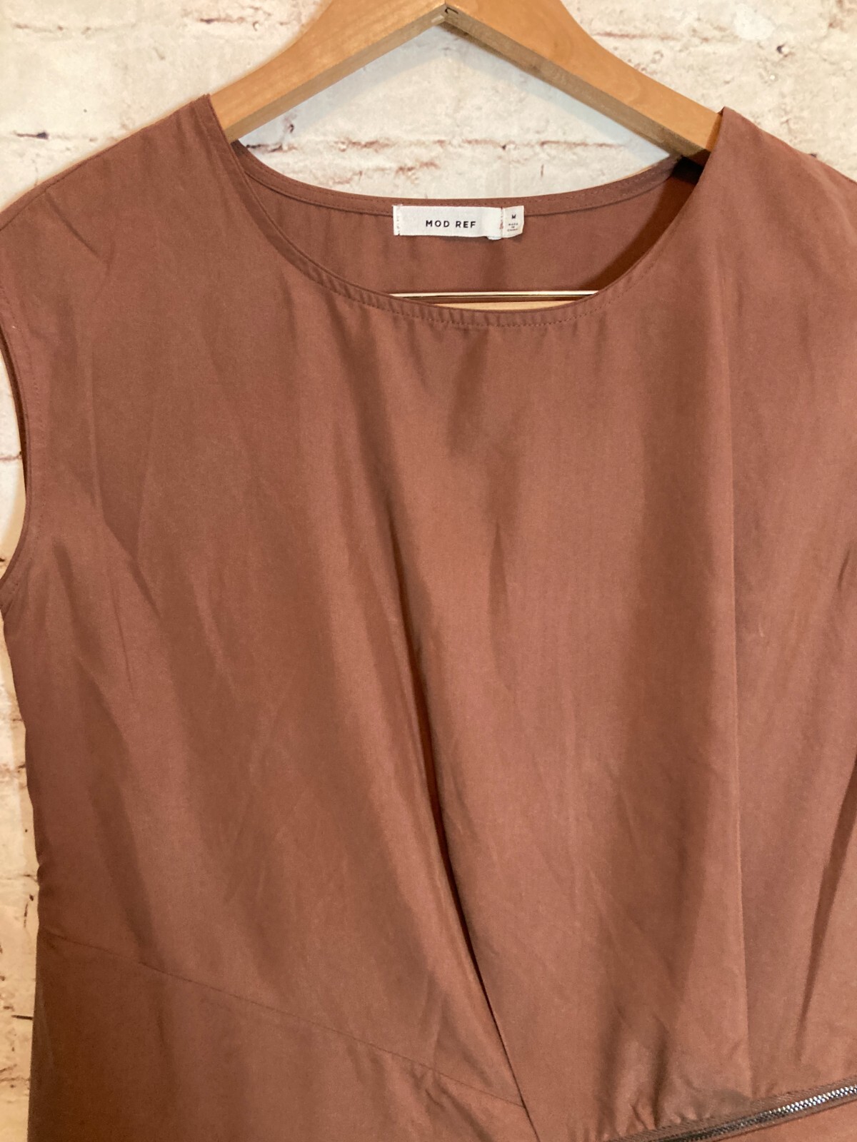 Mod Ref Dress Womens Medium Midi Chocolate Brown Lightweight Modal Asymmetric