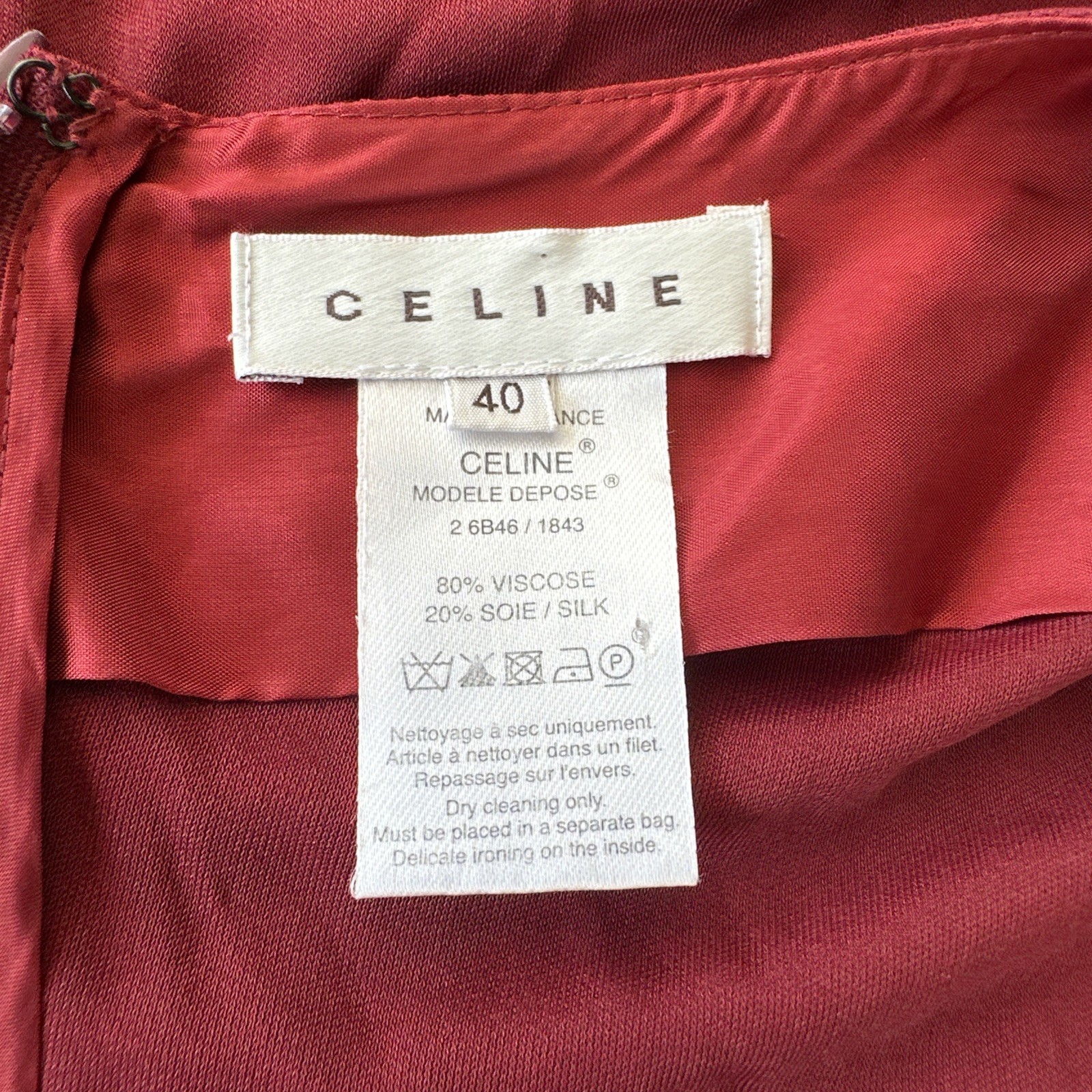 CELINE DEEP CRAMBERRY RED CASUAL STRETCH CAP SLEEVE DRESS Sz 40 MADE IN ITALY
