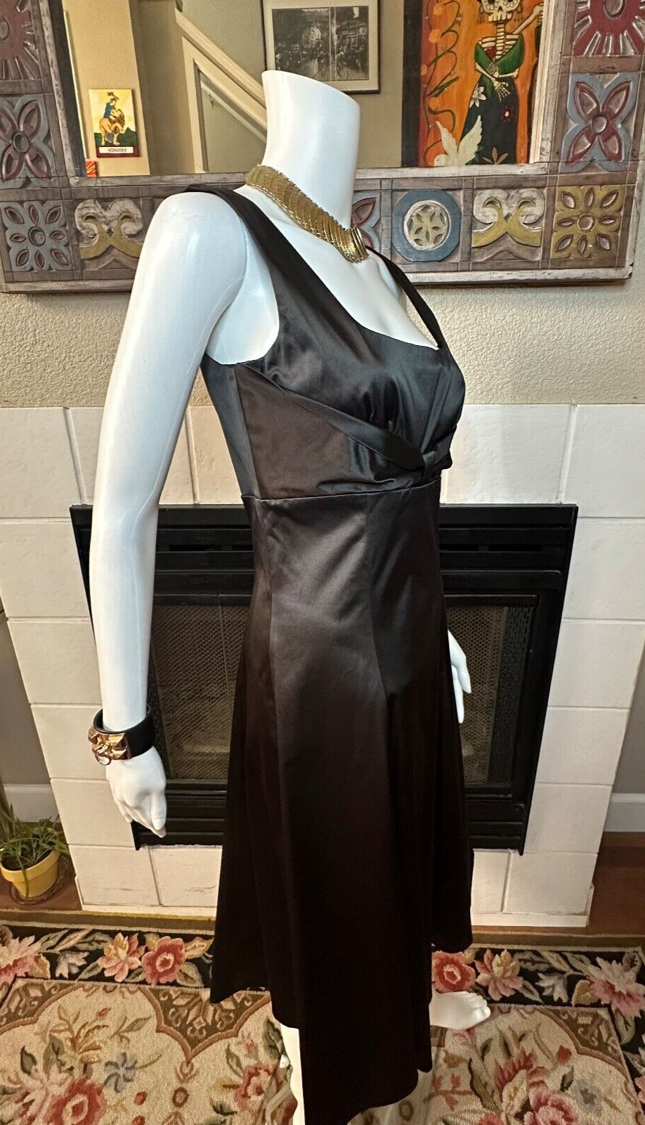 silk assets black cocktail Dress armpit to armpit 16″ Length 41.5″