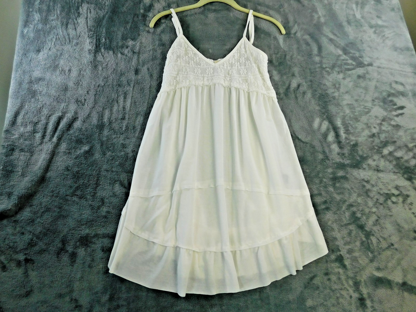 POL Dress Womens Small White Lace Tiered Sleeveless Summer Boho Mini SMT2667