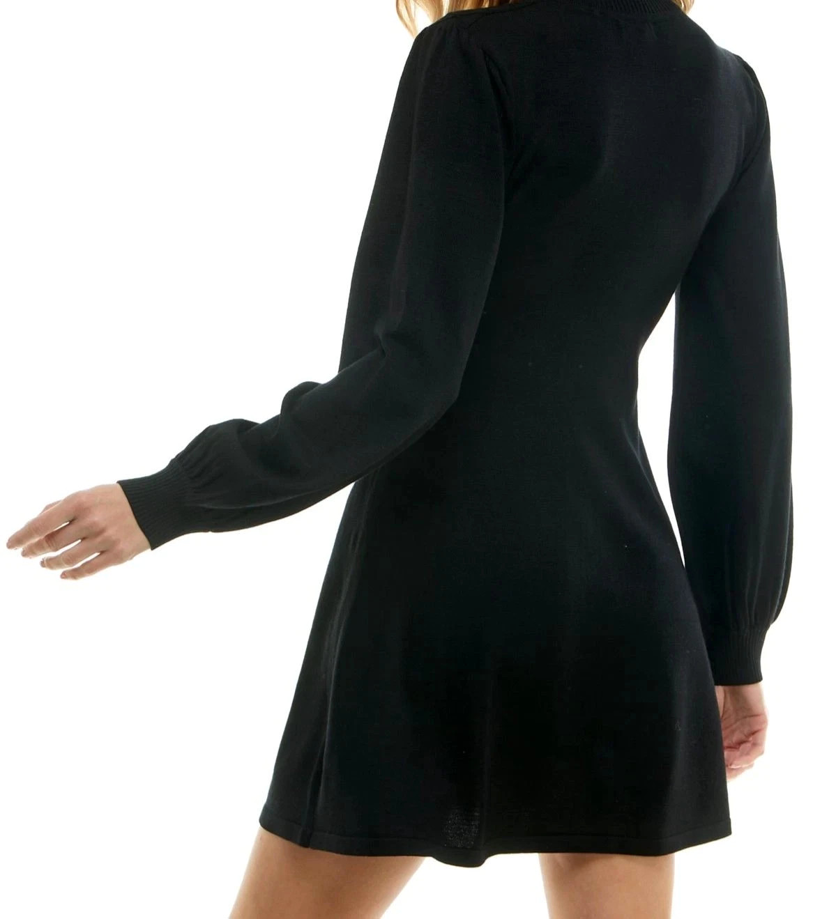 Crystal Doll Juniors’ Rosette Turtleneck Blouson-Sleeve Sweater Dress MSRP $69