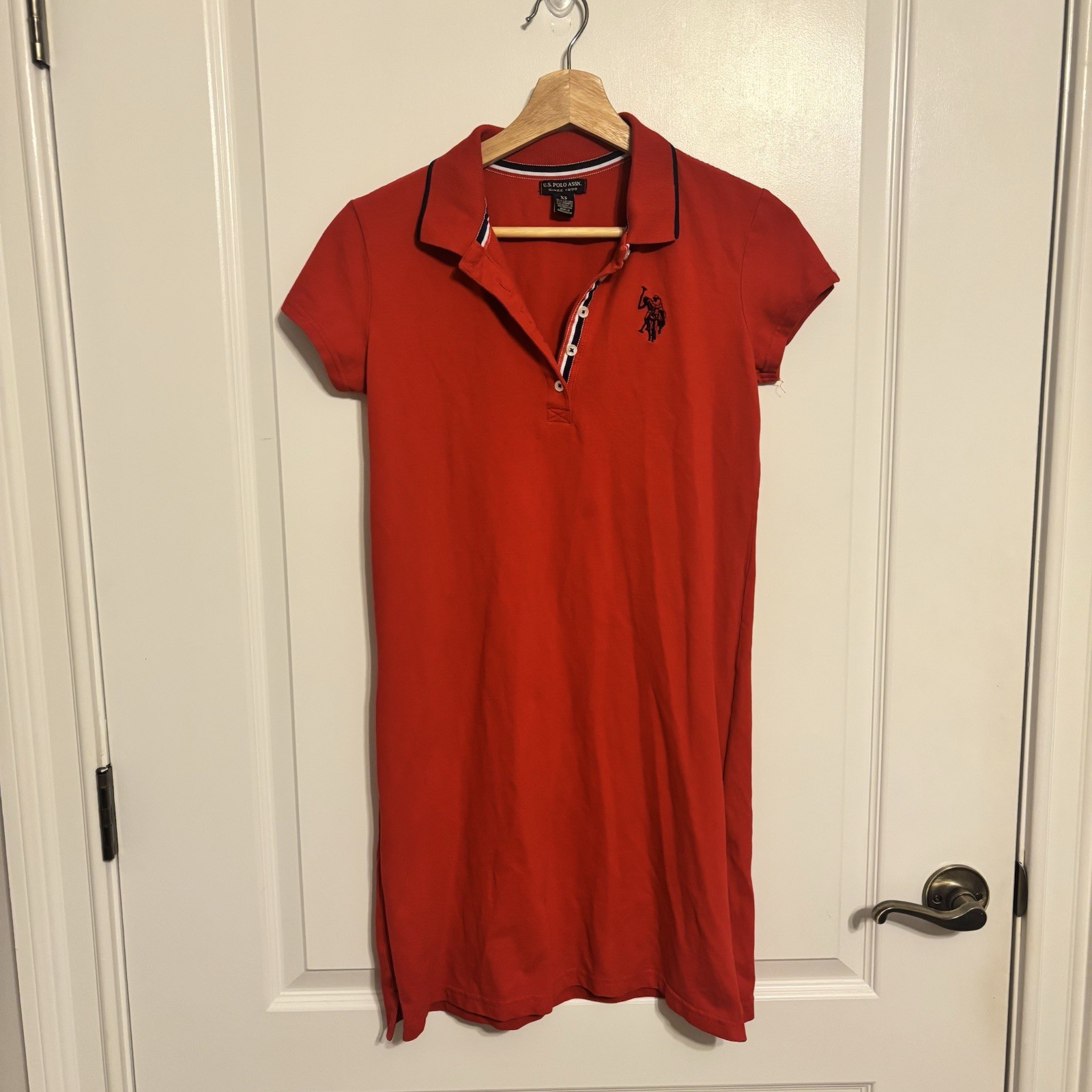 U.S. Polo Assn. Women’s Red Pique Collared Button Polo Dress Stretch XS