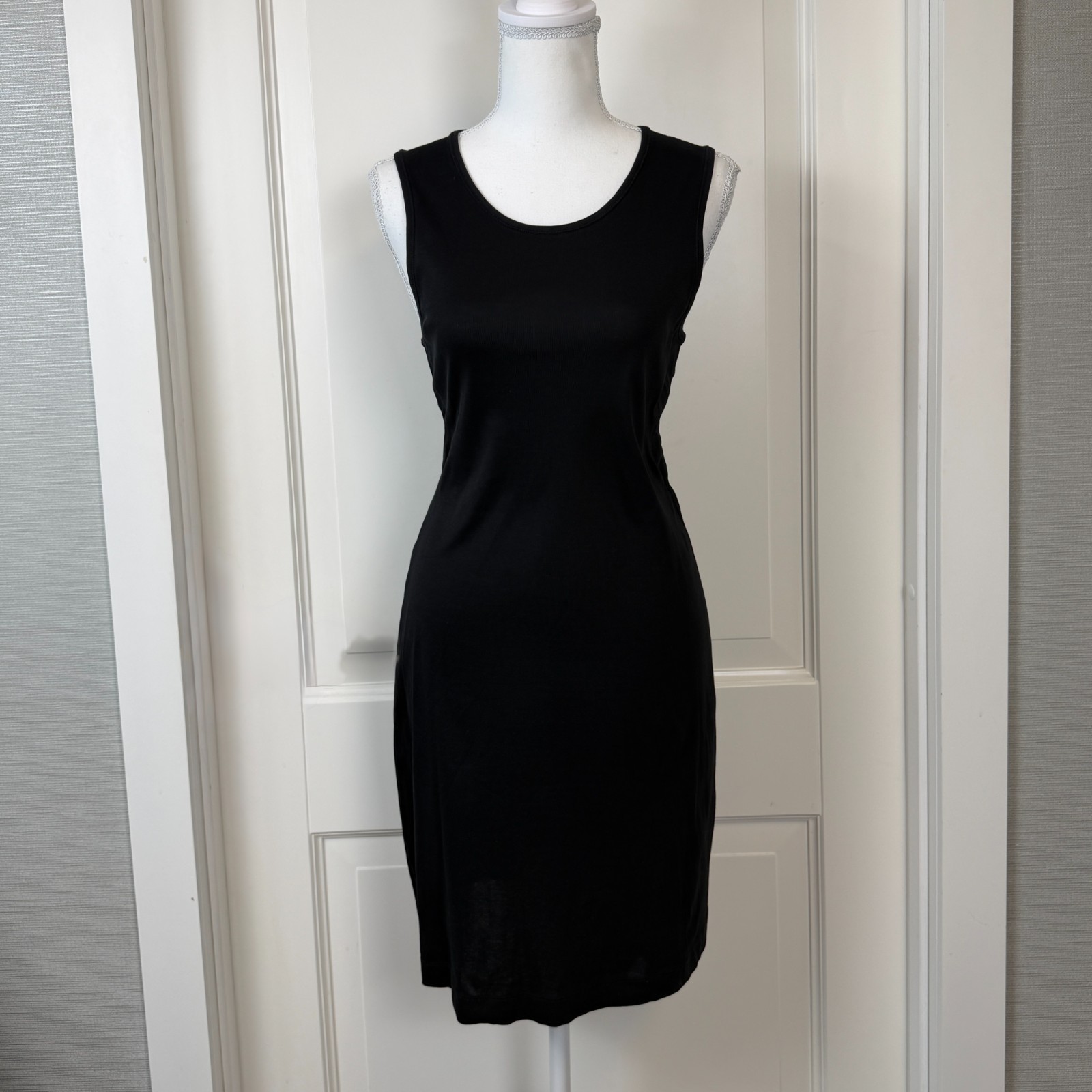 Filippa K Dress S Black Sleeveless Tank Scoop Neck Jersey Pullover Lightweight
