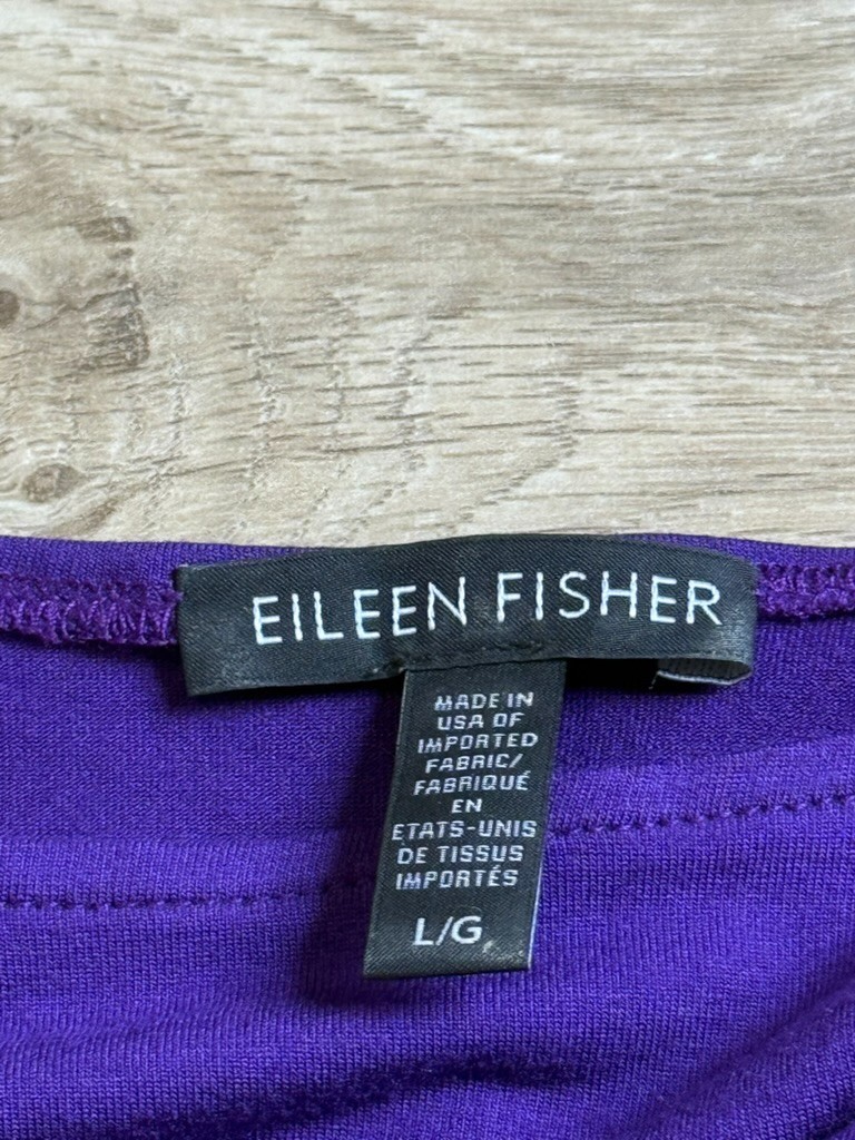 EUC Eileen Fisher cold shoulder short sleeve stretch t-shirt dress purple size L