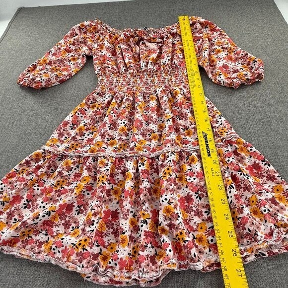 J For Justify Smocked Mini Dress Floral Small rayon Boho Off Shoulder Half Sleev