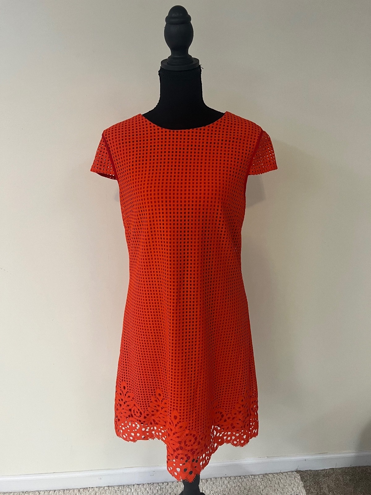 Jude Connally Orange Eyelet Lace Dress Size L