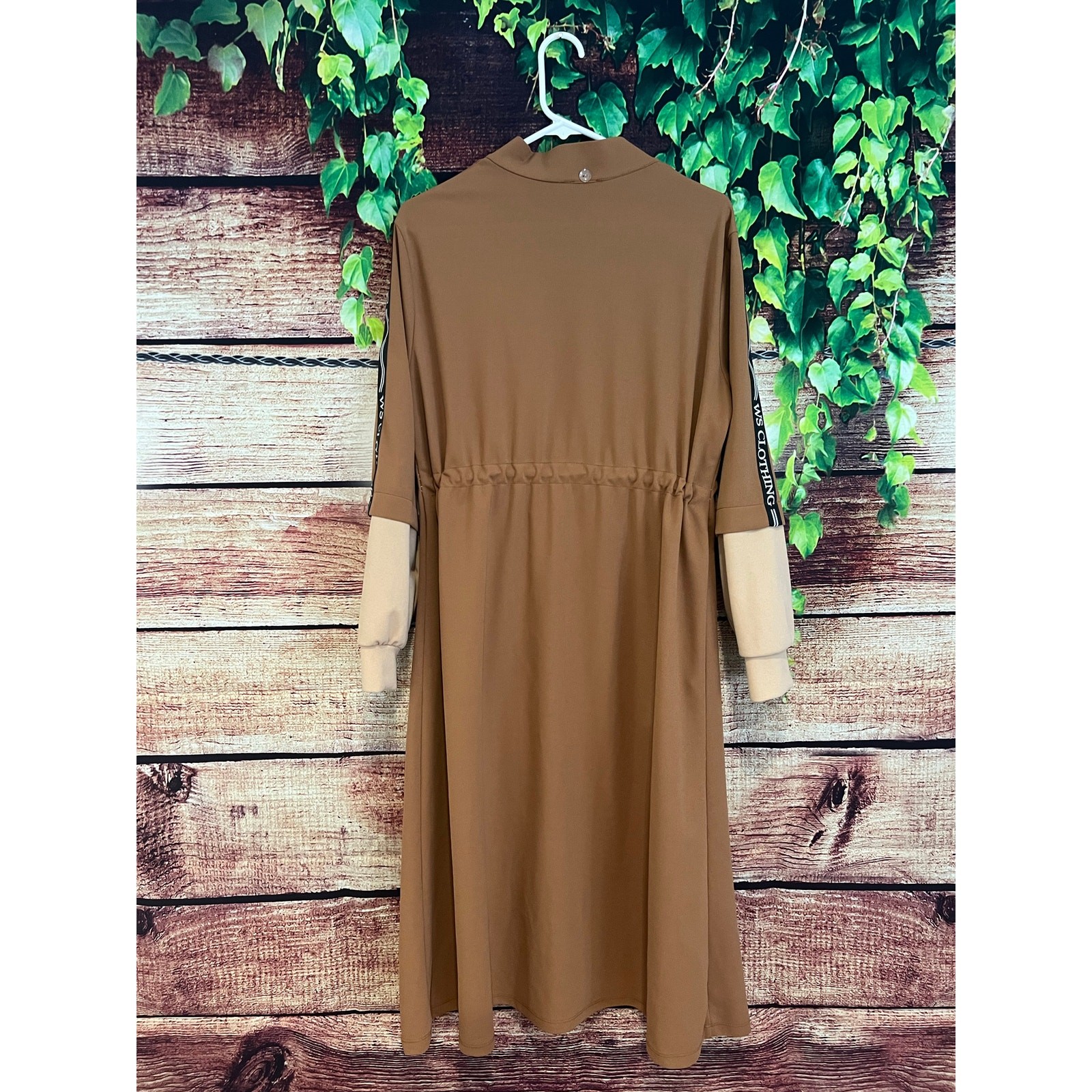 Selvim Full Zip Midi Dress Duster Jacket Colorblock Sleeves Cinched Waist Large