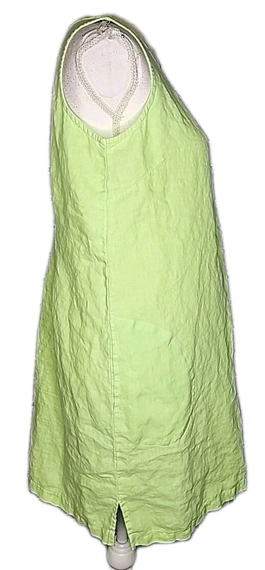 • Cotton Connection Women’s Sleeveless 100% Linen Dress Size Small Green Pockets