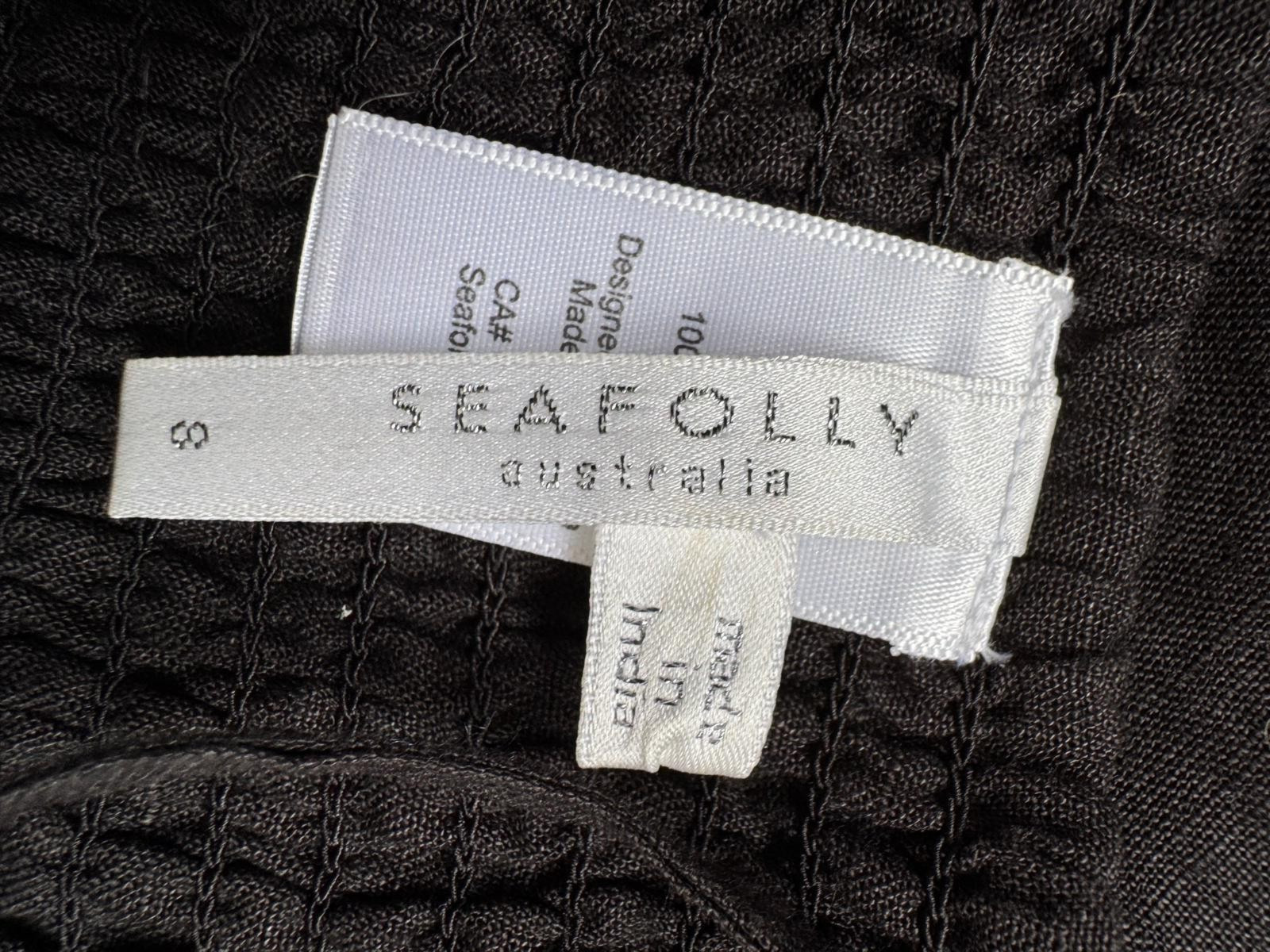 SEAFOLLY Black Linen Cut Out Wide Strappy Jumpsuit With Leg Slits S Small £190