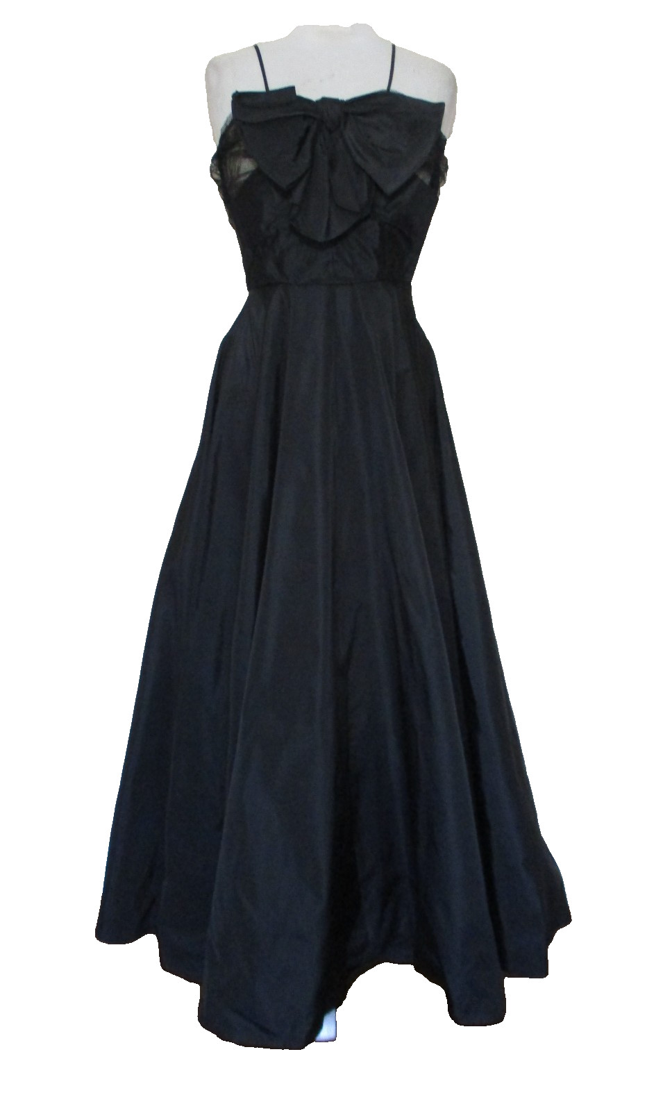 Vintage 1940s Black Taffeta Long Dress Evening Gown XS Women