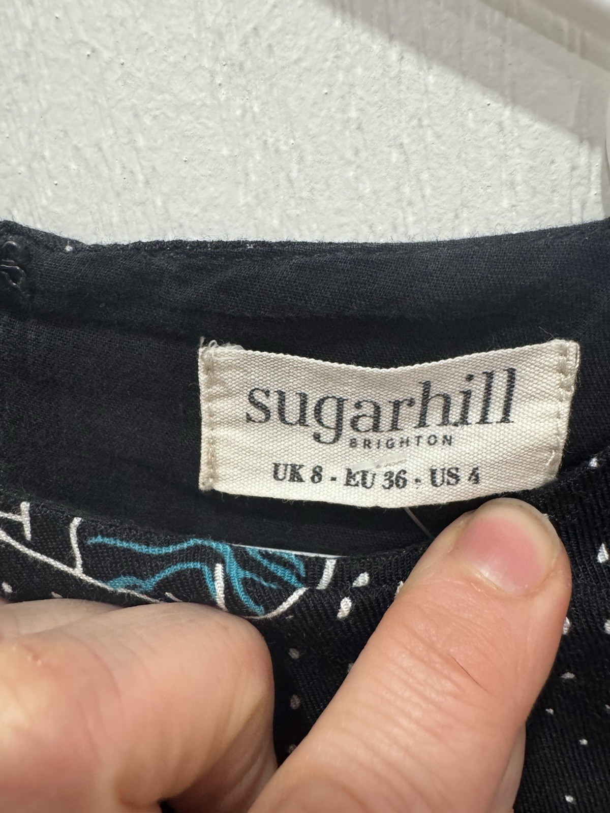 Sugarhill brighton black tiger patterned 3/4 sleeved mini dress size 8