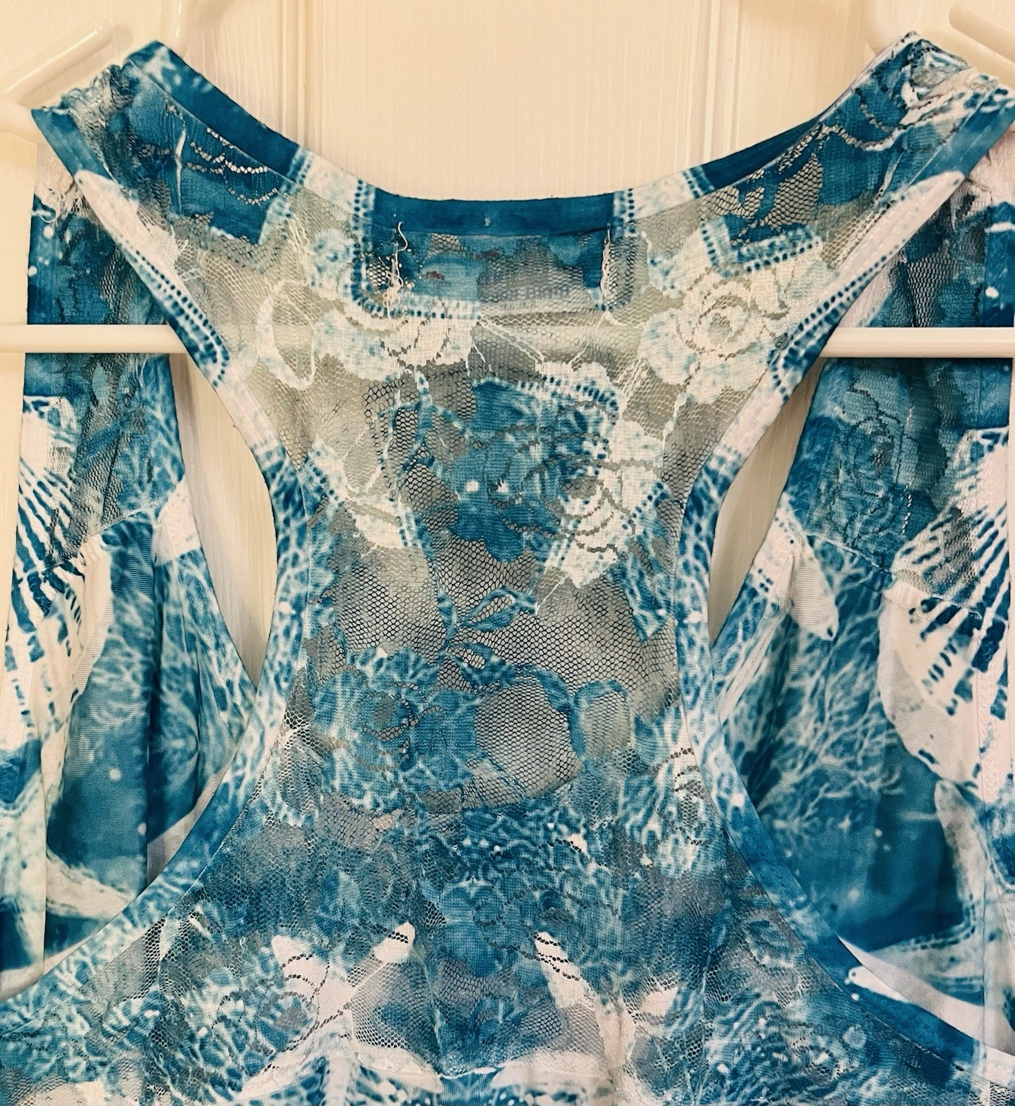 India Boutique Beach Coverup One Sz Blue Nautical, Matching Earrings Exc. Cond.