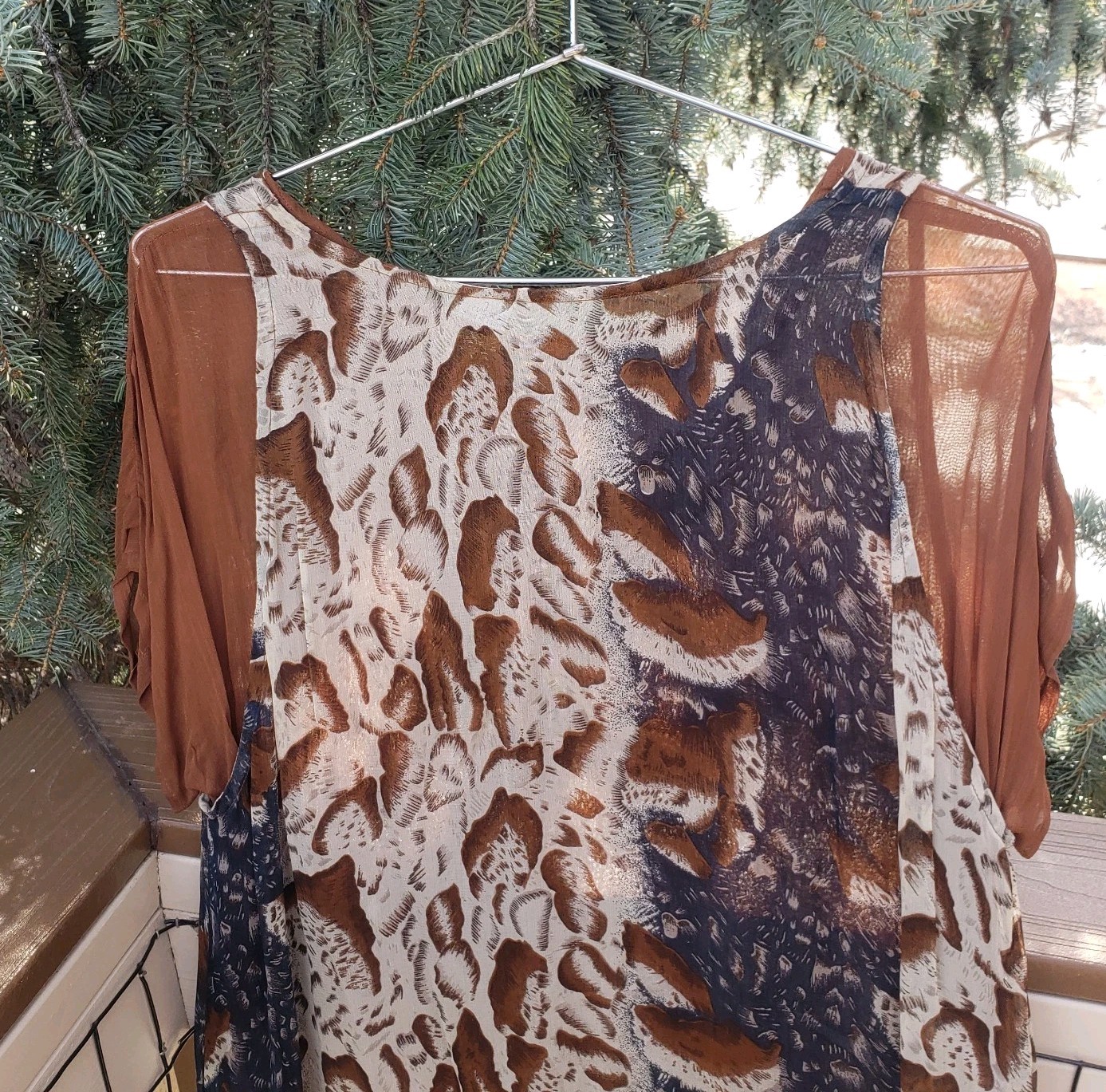 Vintage Kloz Lyne Klozlyne Women’s Maxi Dress Size Large Browns Animal Print GUC