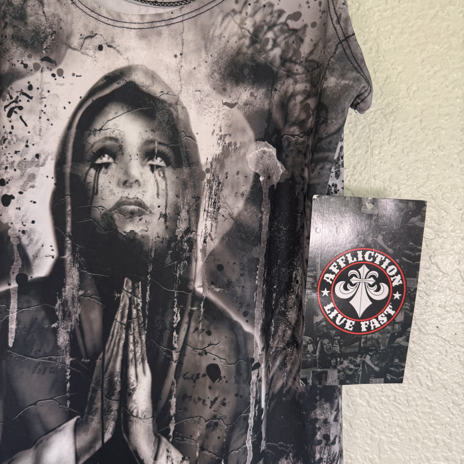 Affliction Dress Womens Medium Praying Woman Mourning Graphic Tankdress Goth Emo