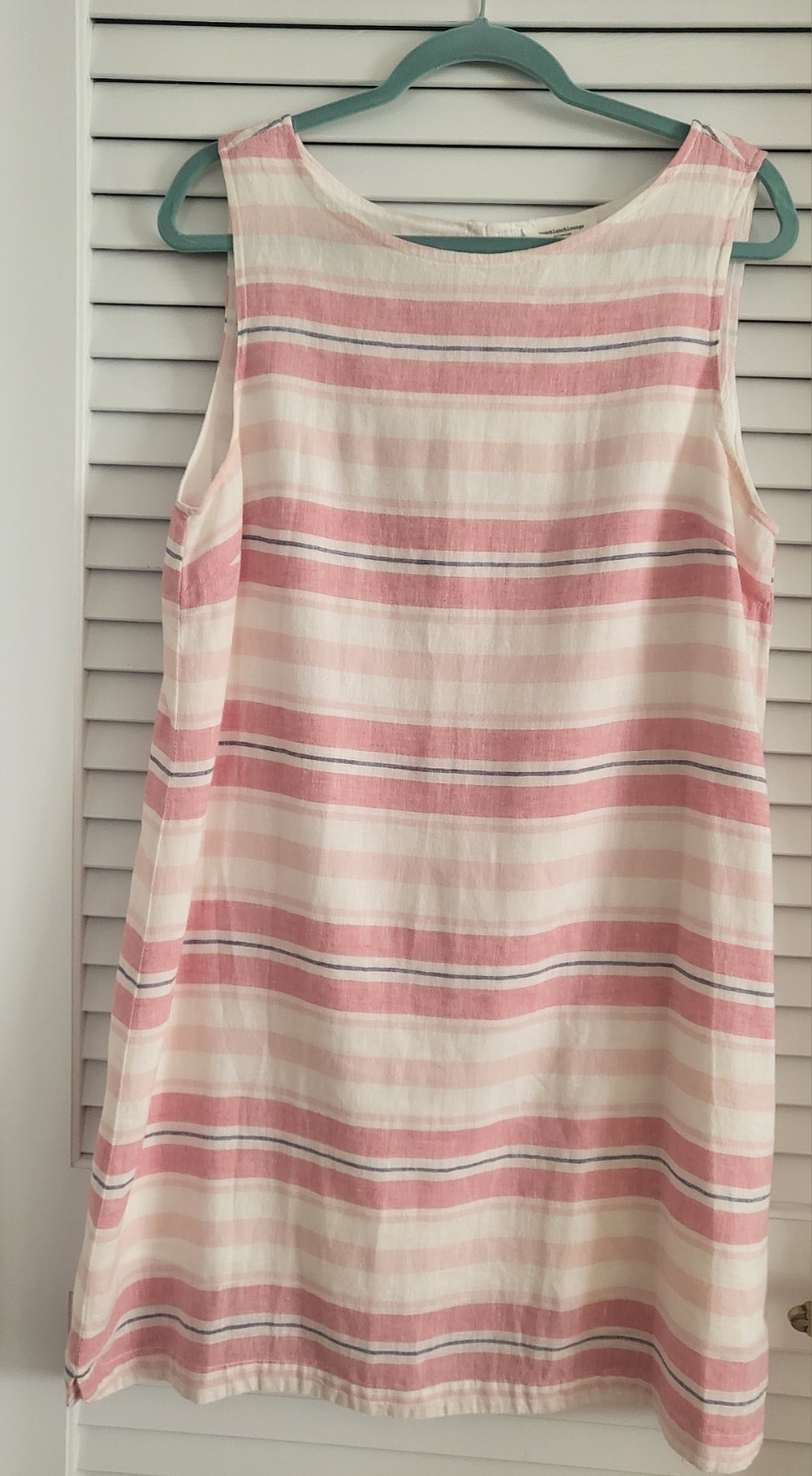 Beach Lunch Lounge Dress Womens Large Pink White Stripe Linen Blend Summer