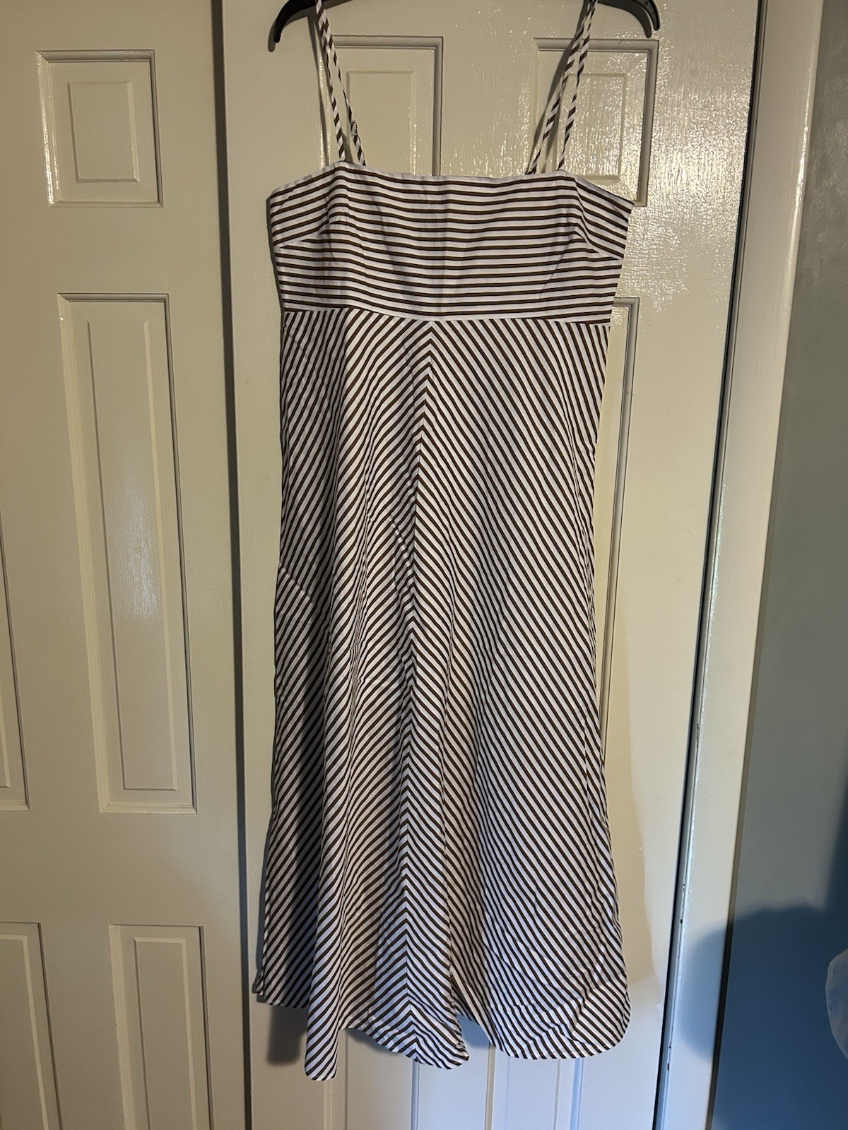 Vici Women’s Summer Dress Brown And White Stripes, Size Medium