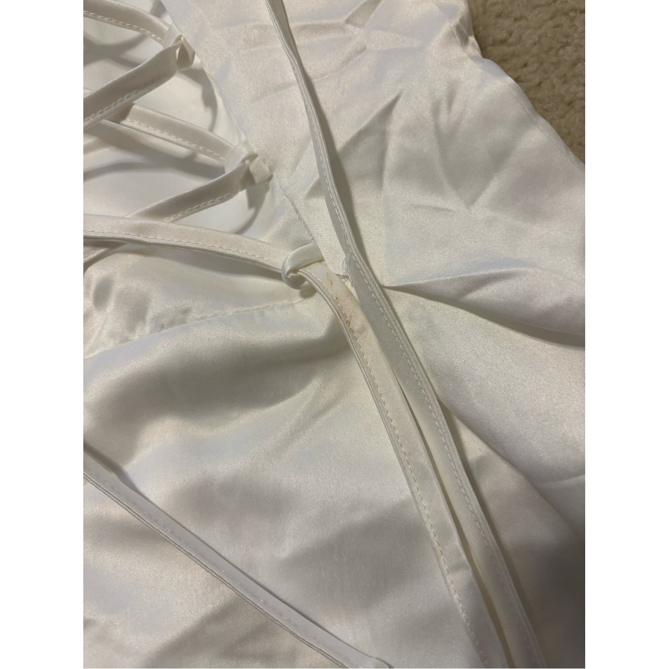 Peppermayo White Bow-Shoulder Button Mini Dress