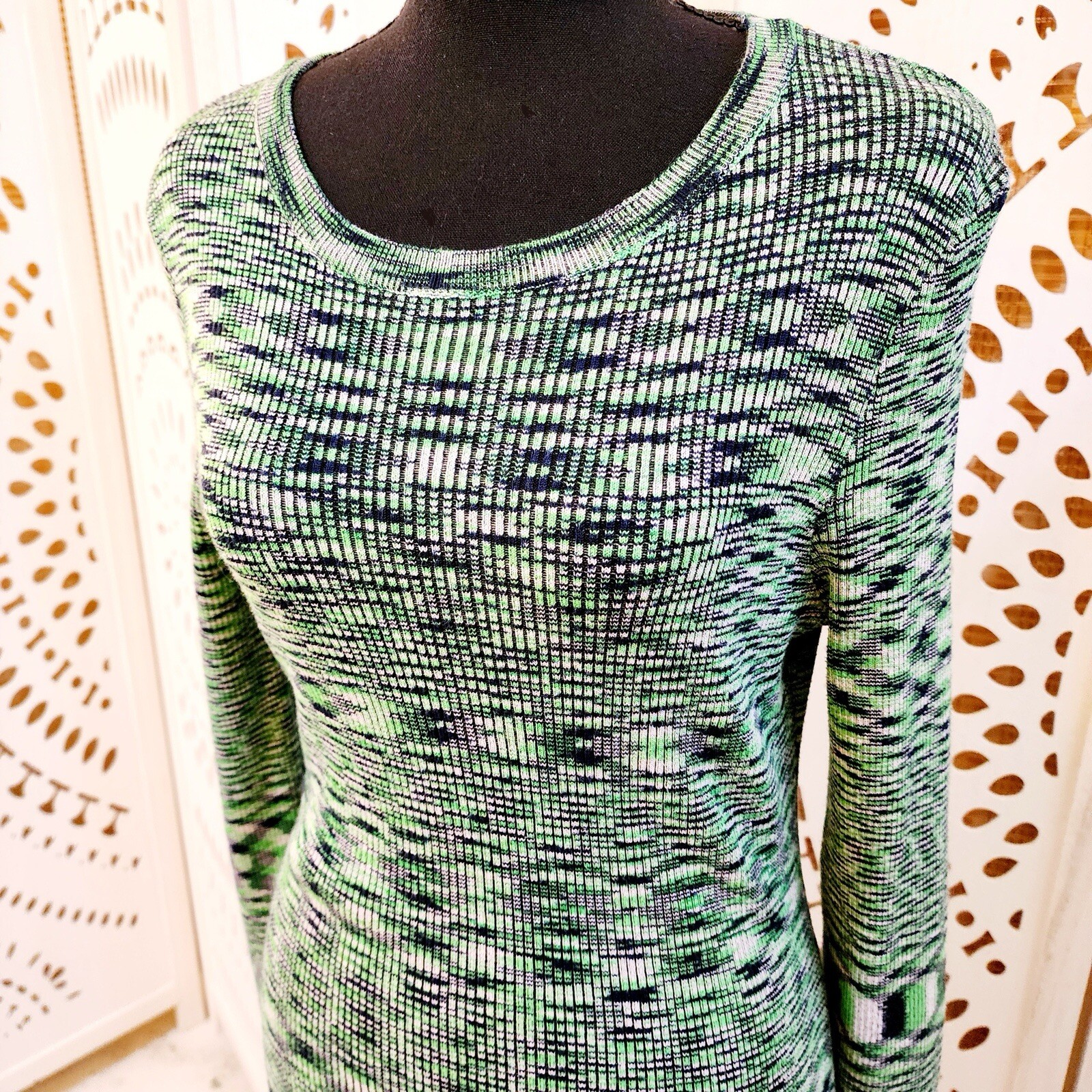 Cotton On Space Dye Maxi Dress Womens Medium M Green Ribbed Bodycon Long Sleeve