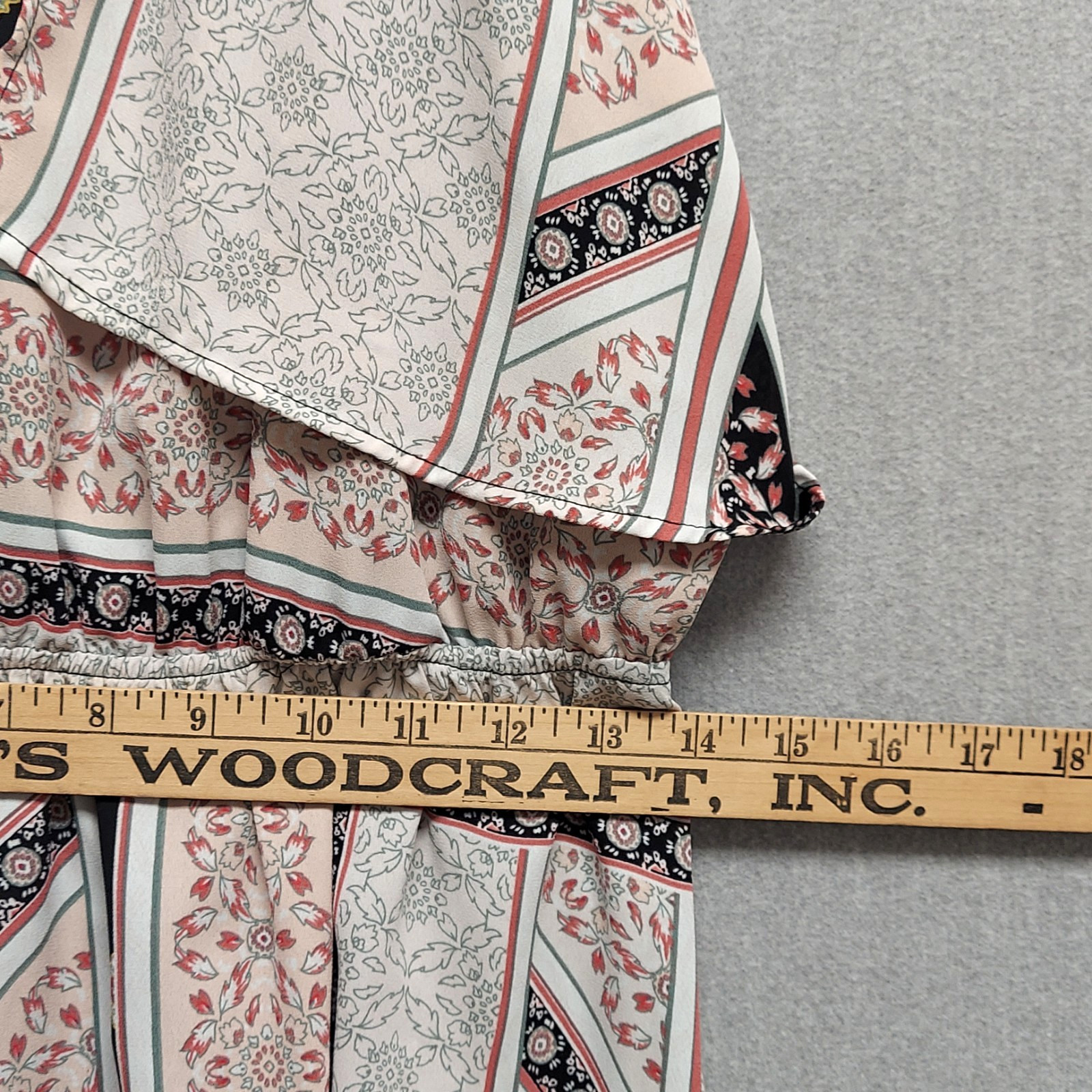 New York & Company Asymmetric Patchwork Maxi Dress M Boho Tie Neck Cape Overlay