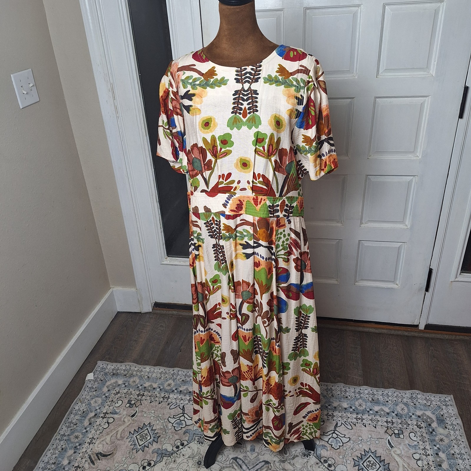 GiGio Cotton Blend Floral Midi Dress, Size L