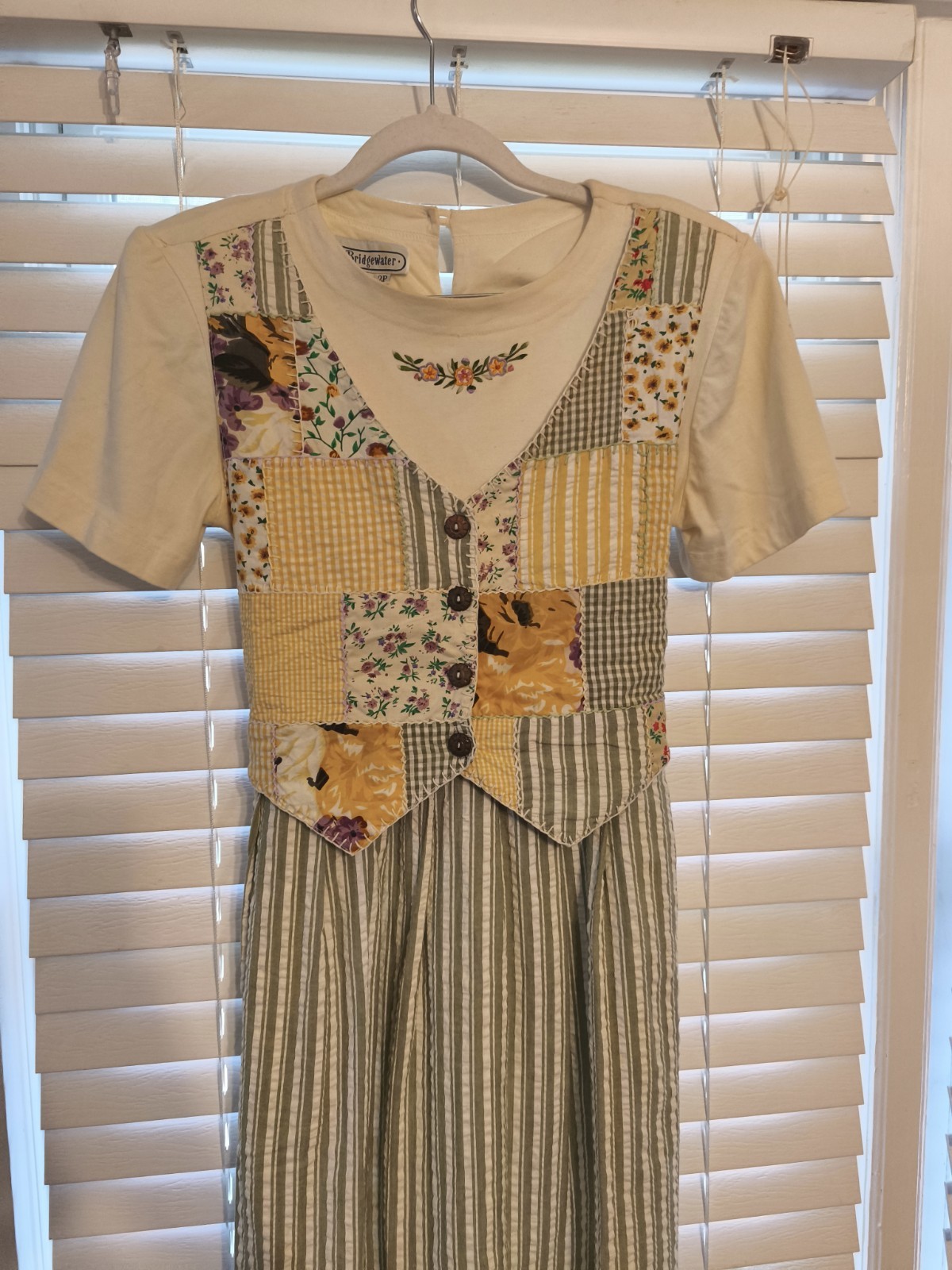 Vintage Prairie Maxi Dress Patchwork Vest 2Pc Set Cottagecore Boho