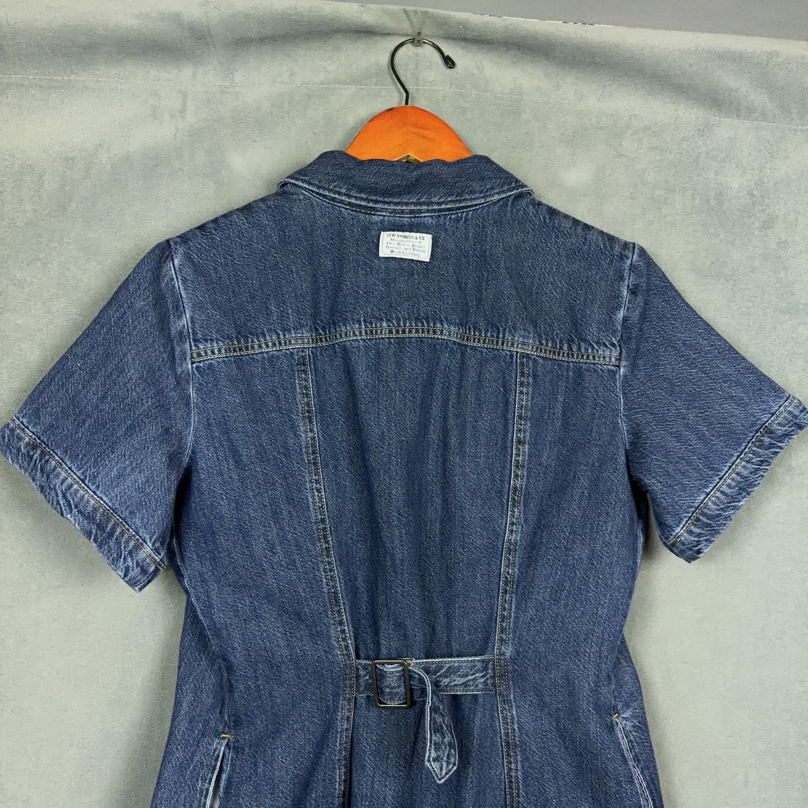Levis Western Denim Pearl Snap Mini Dress Womens Size Medium Cowgirl Americana