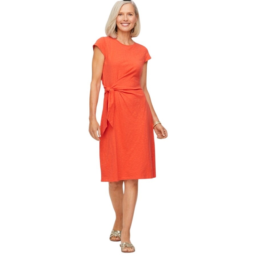 NWT Talbots Coral Tie Detail Knit Shift Dress XL Cotton Sleeveless Casual Summer