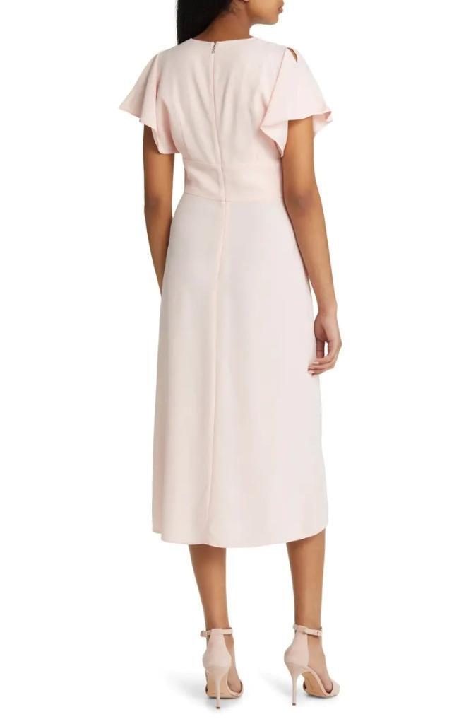 $595 – Boss Hugo Boss Dawinga Flutter Sleeve A-Line Dress in Pink Cream Size 6