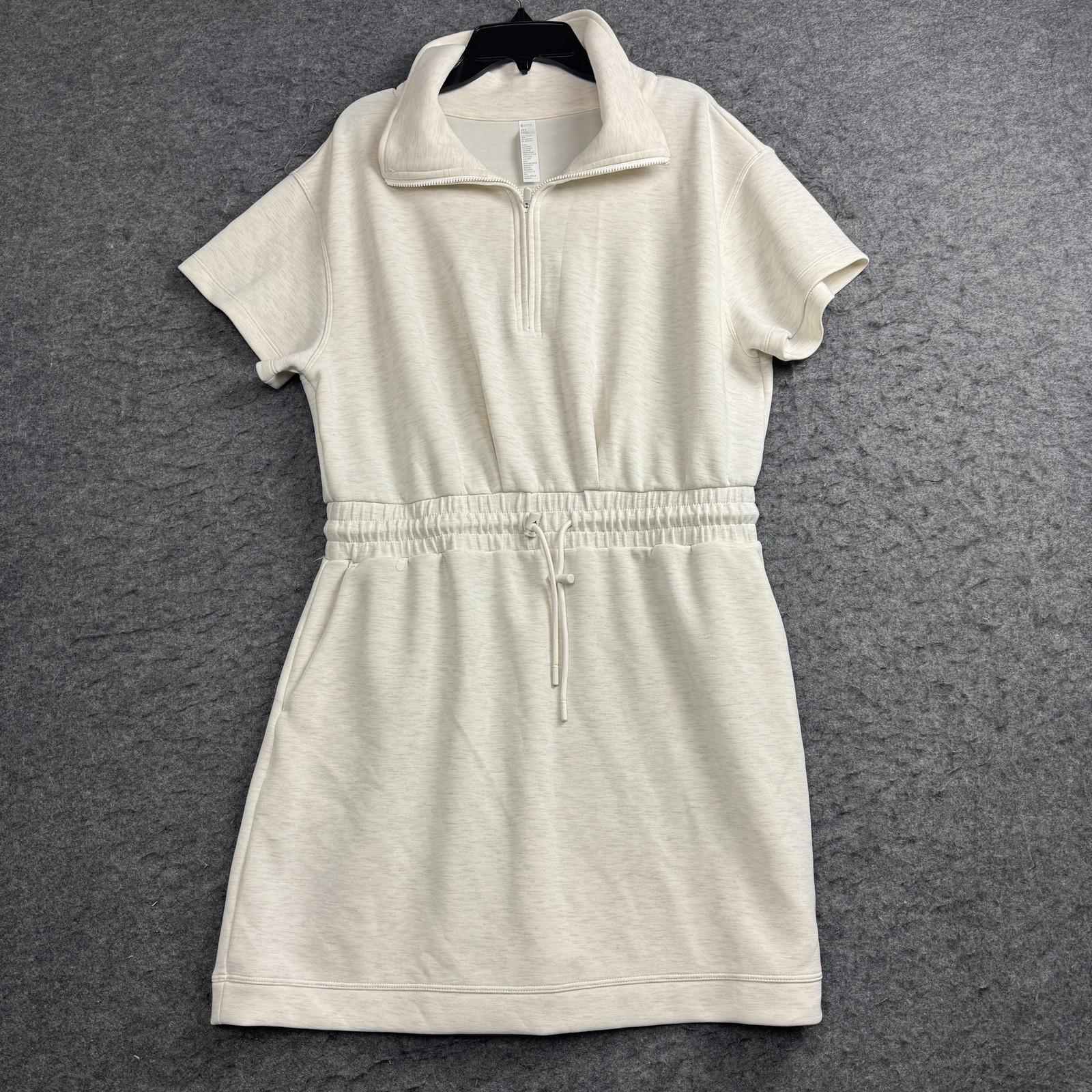 Zella Athleisure Dress Womens M Beige Ultra Soft Scuba Half Zip Drawstring Waist