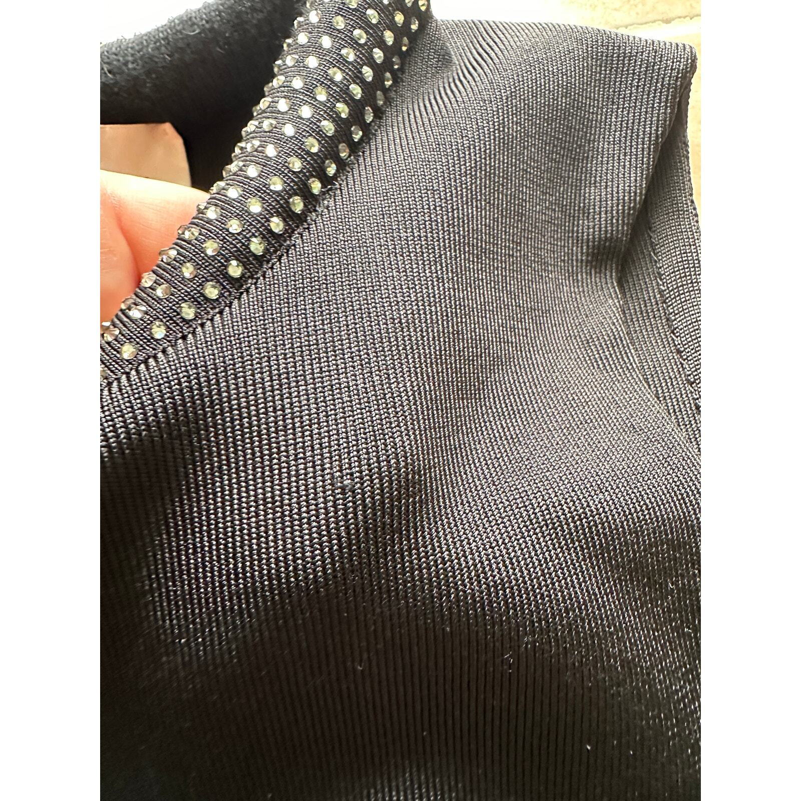 Christopher Kane Black Embellished collar trim swarovski crystal Bodycon Dress M