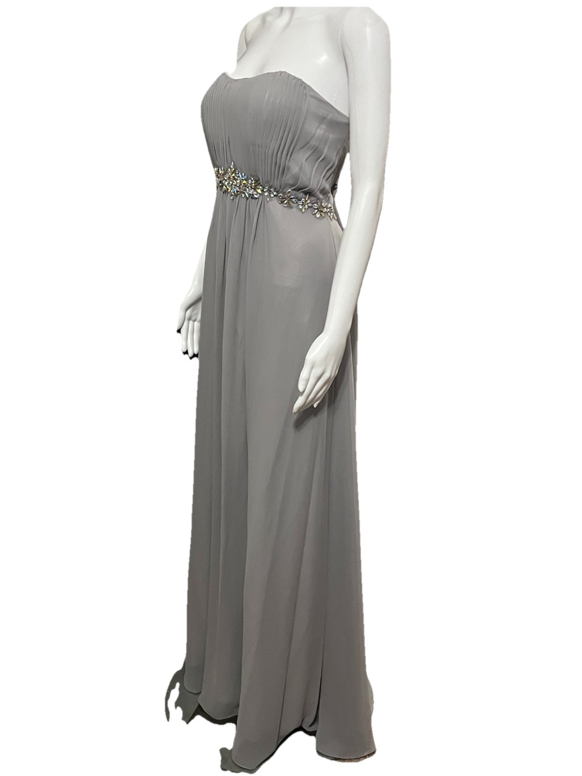 Fiesta Fashion Size L (8-10) Grey Strapless Formal Dress Long Gown Prom NWT