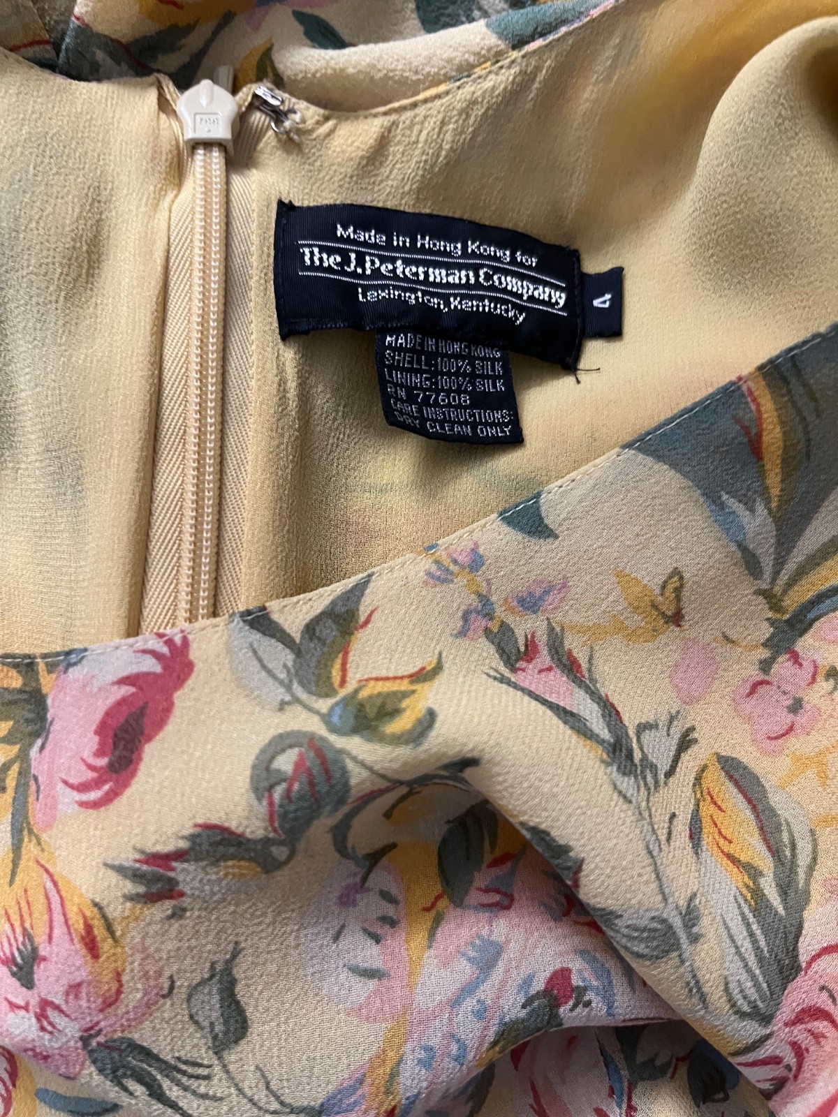 Vintage J Peterman April in Paris Silk Dress Size 4 Bust 34-35