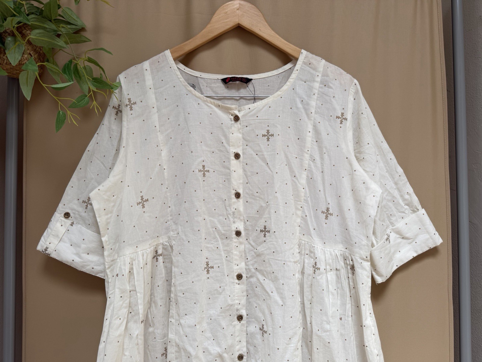 New MA’VIE elegant comfort Geo print loose fit Boho dress Womens sz XL cotton