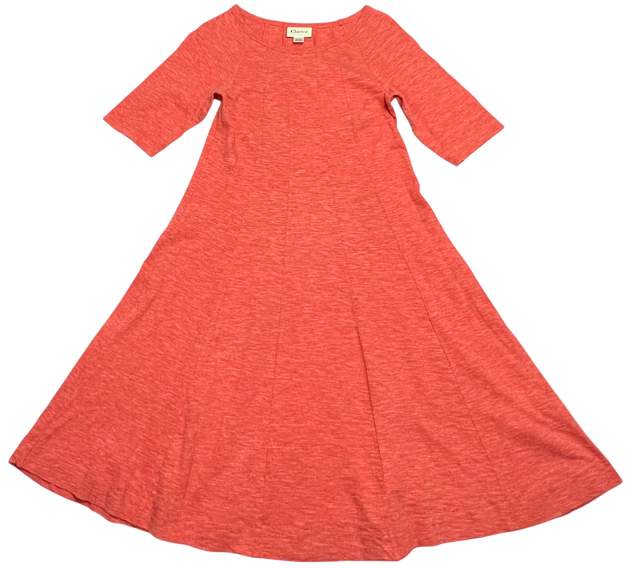 Ganni Dress Womens (EU M/US XXS) Swing Midi Cotton Heathered Salmon Portugal