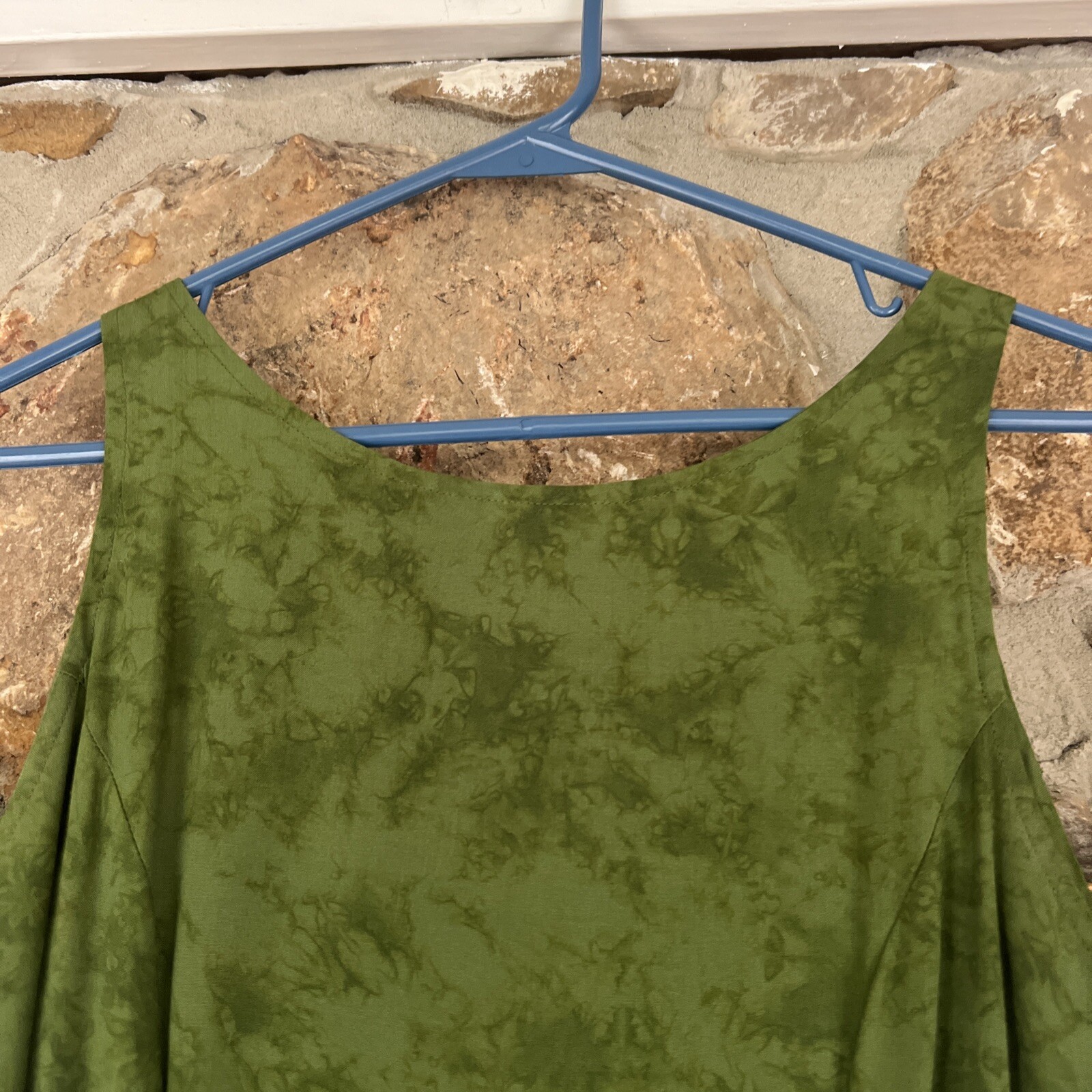 Zion Shift Dress Tone-On-Tone Green Large Front Pockets Sz S Small Excellent 4 6