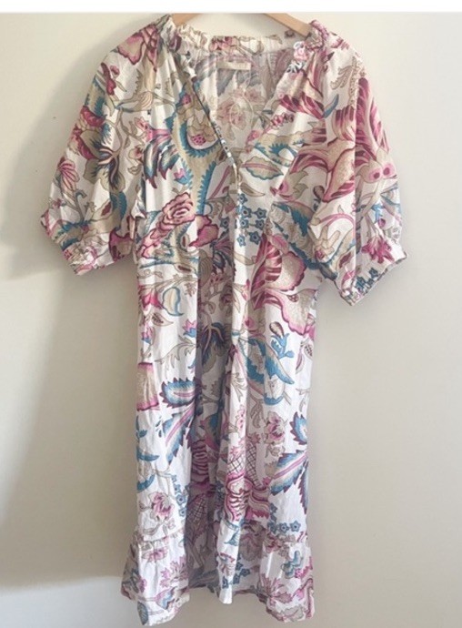 Lola Australia Women’s Floral Button Front Dress Size M White S9