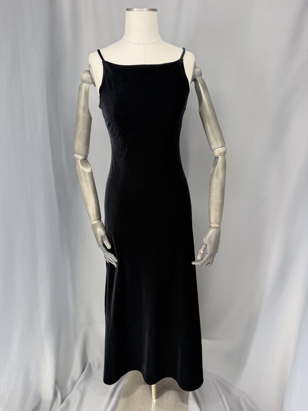 Vintage Jump Dress Juniors 3/4 Black Velvet Slip Maxi Whimsigoth Y2K Prom 90’s